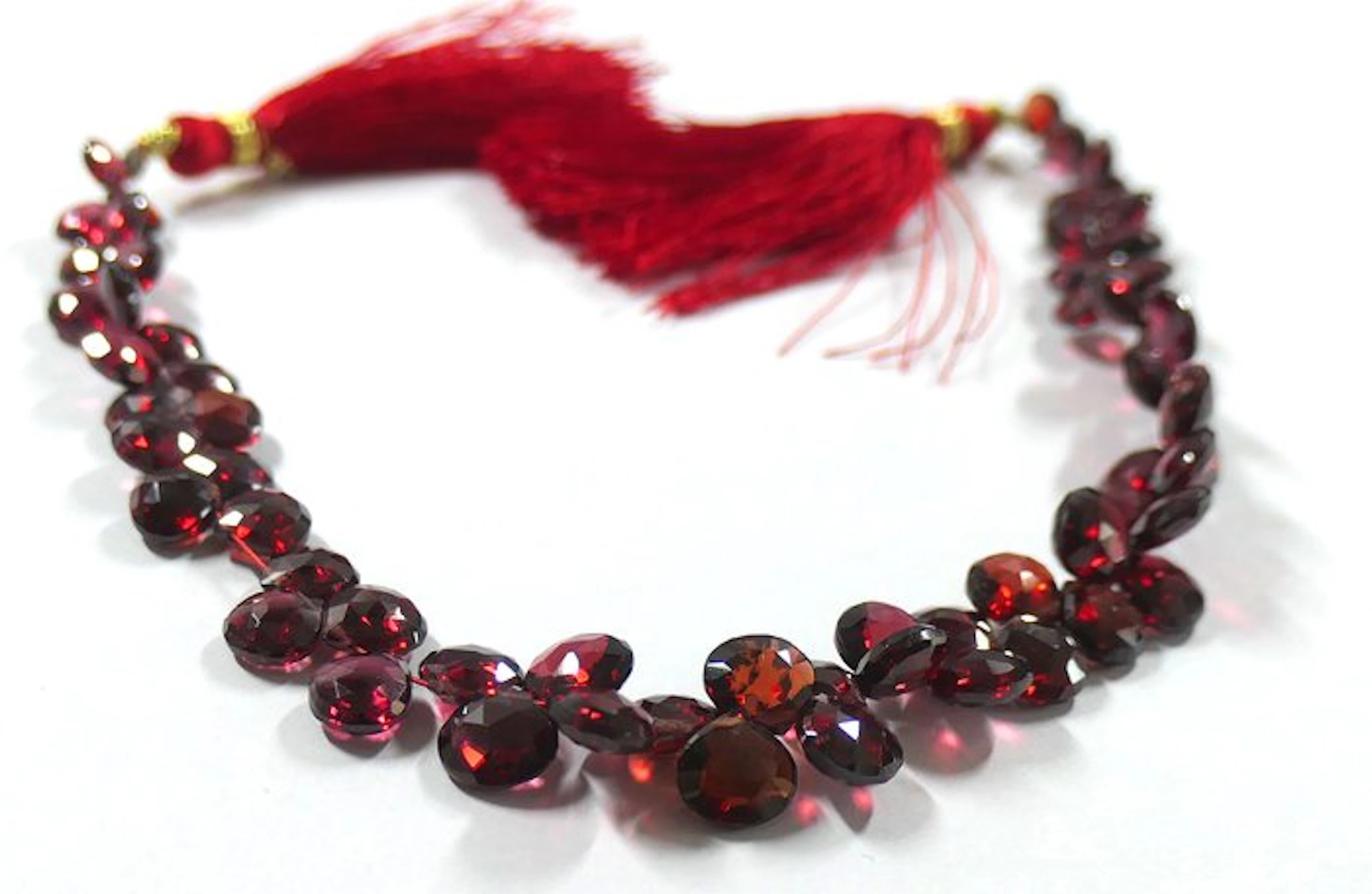 Lovely 100% natural garnets on thread to be strung into jewelry. Cabochon- 15 g