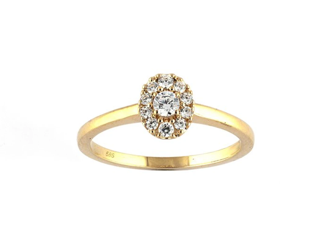 Ring - 14 kt. Yellow gold - 0.24ct. tw. Diamond (Natural)