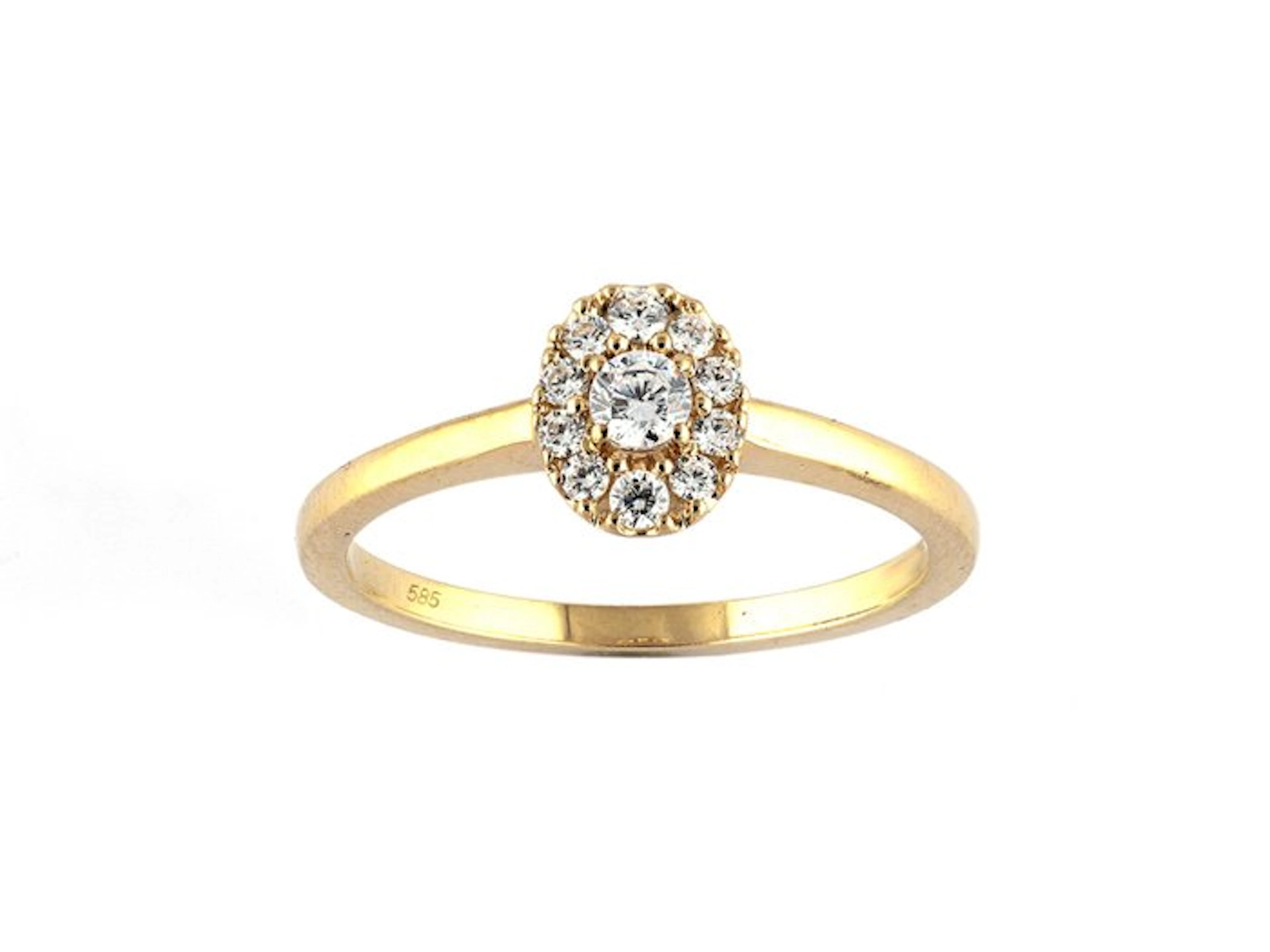 Ring - 14 kt. Yellow gold - 0.24ct. tw. Diamond (Natural)