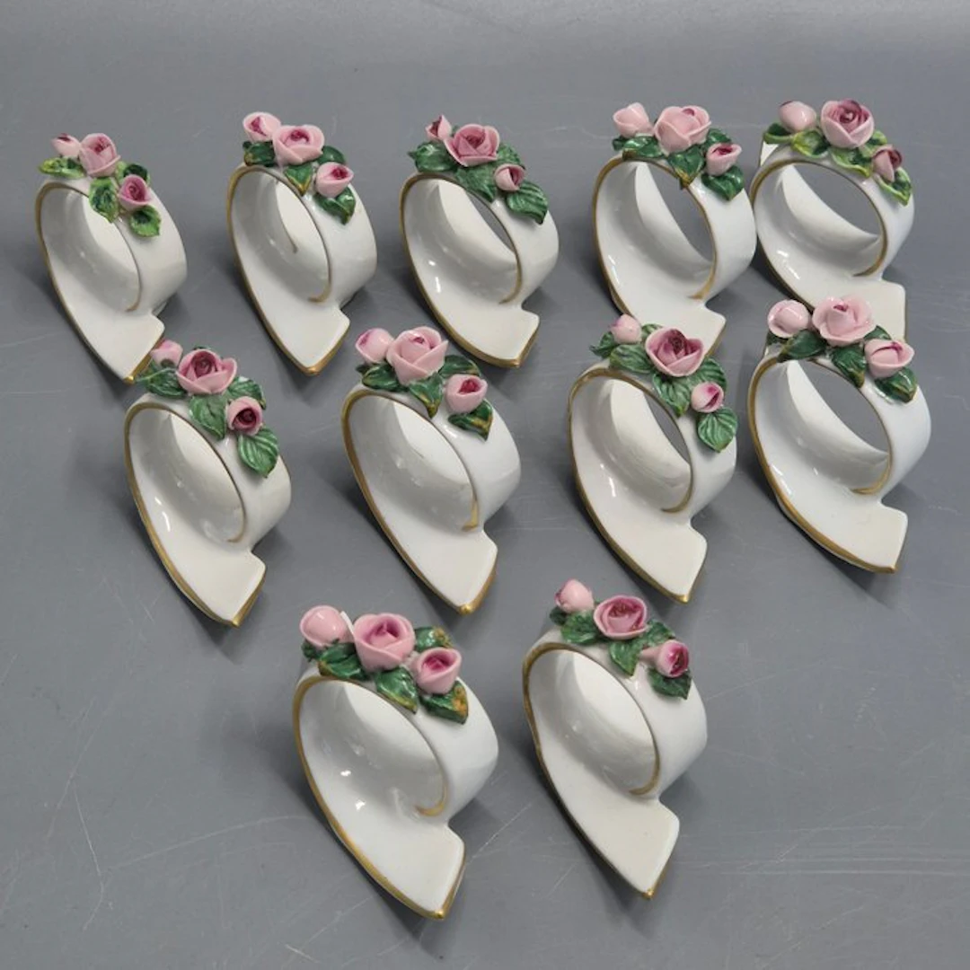 Napkin ring (11) - Dresden Sandizell porcelain napkin...