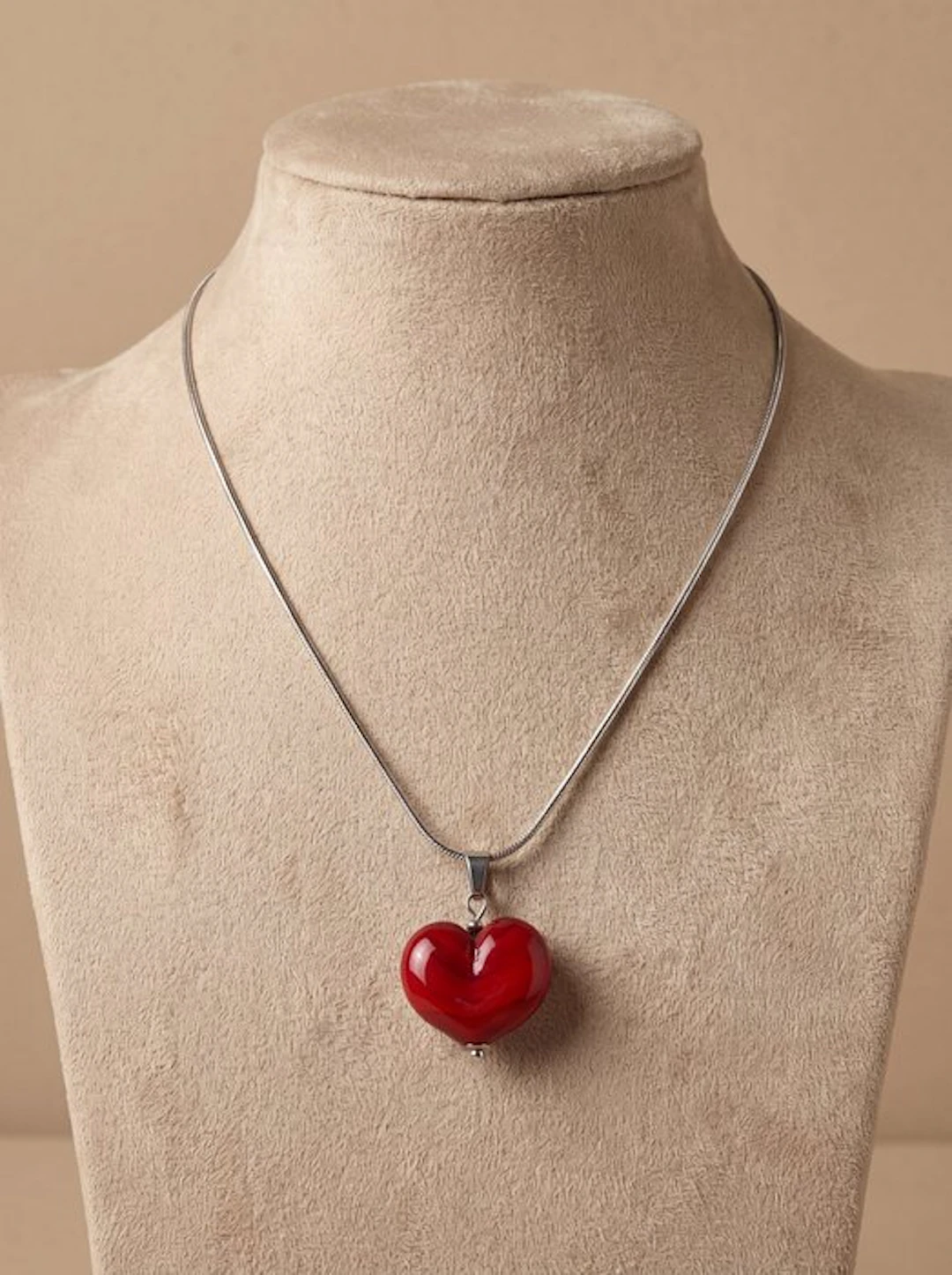Murano glass - Necklace with pendant - Red heart