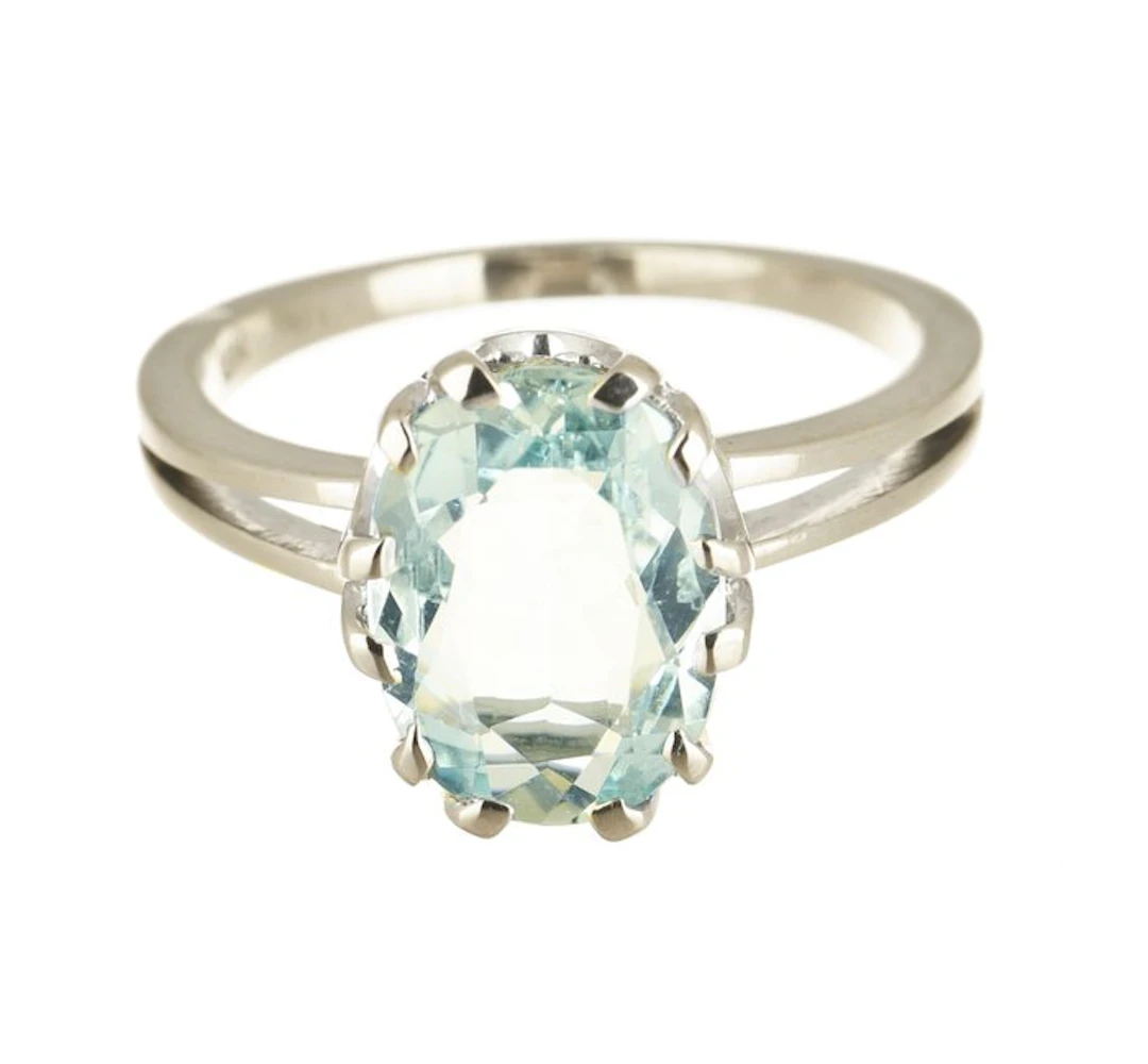 Ring - 18 kt. White gold Topaz