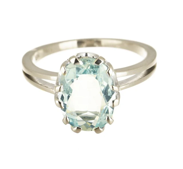 Ring - 18 kt. White gold Topaz