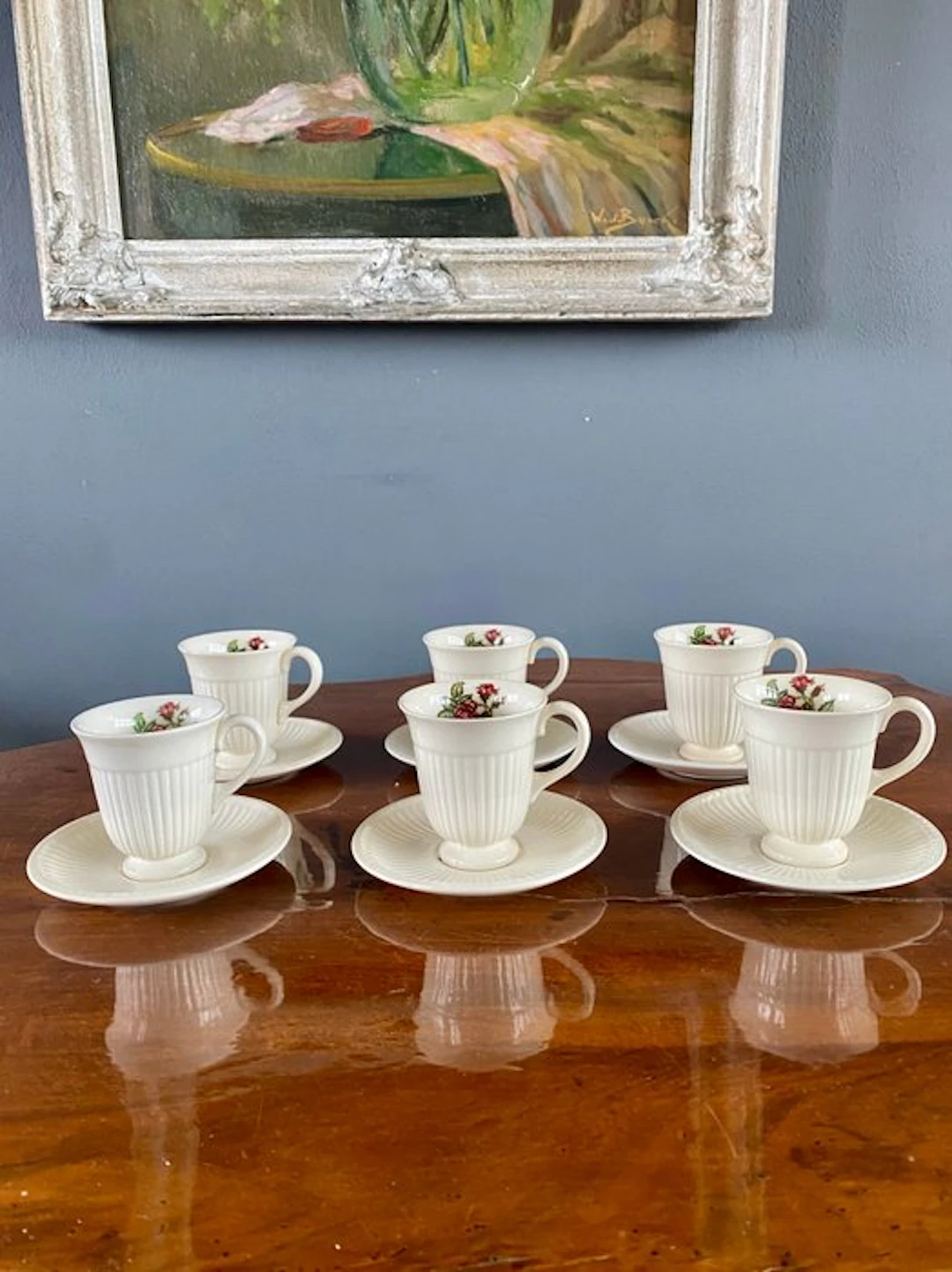 Wedgwood - Coffee service (6) - Moss Rose - Earthenware...