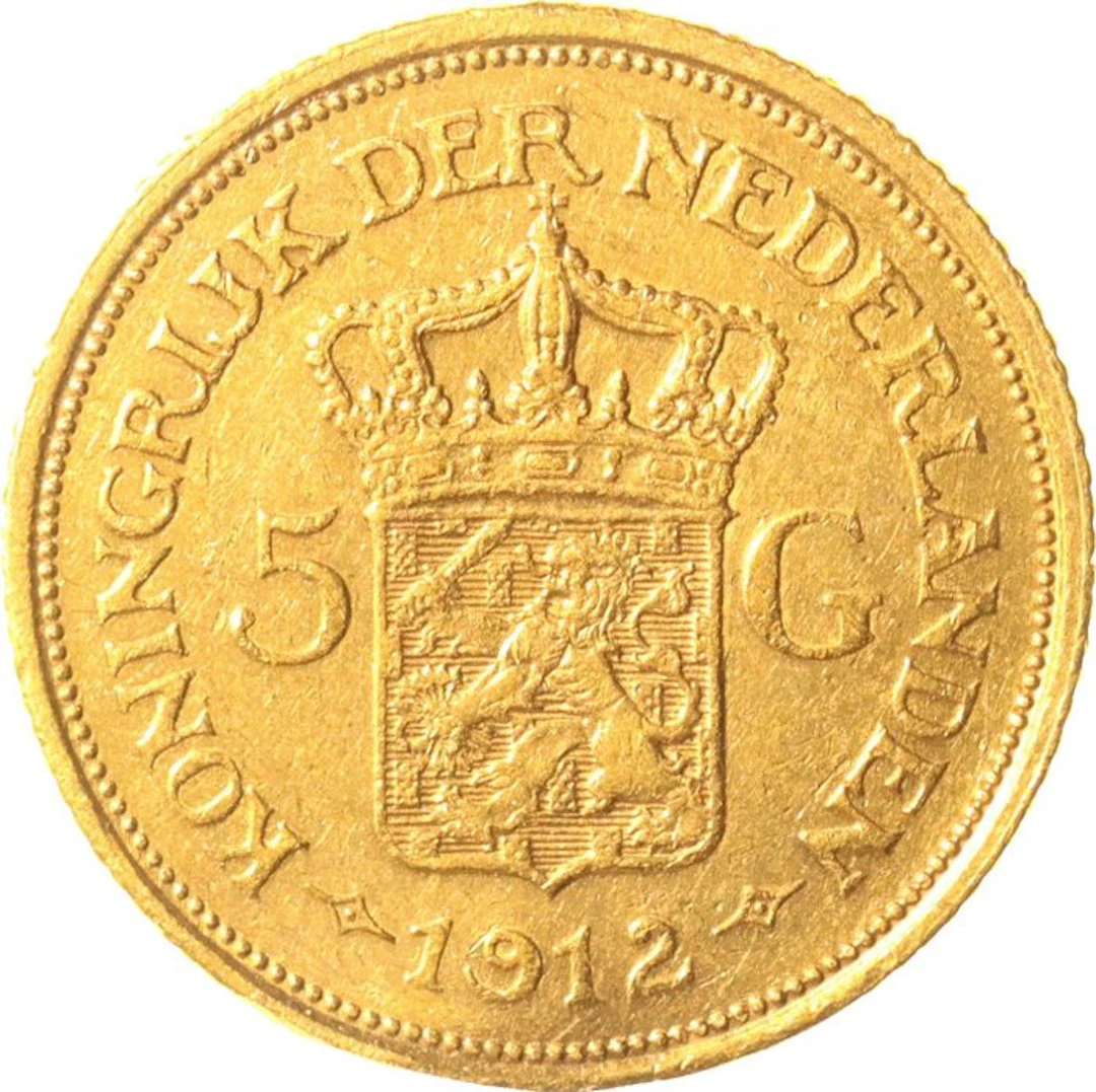 Netherlands. Wilhelmina. 5 Gulden 1912