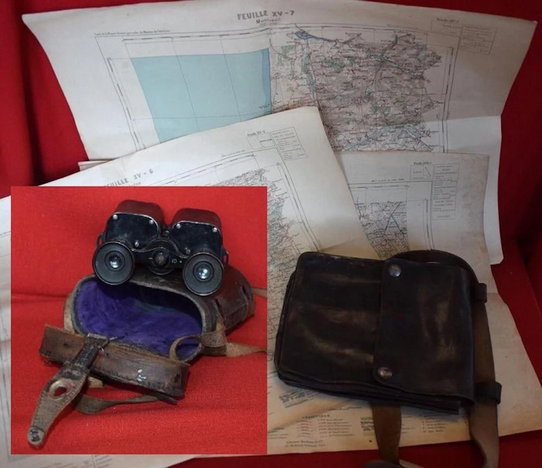 France - Military helmet - WW1 - reconnaissance equipment lot