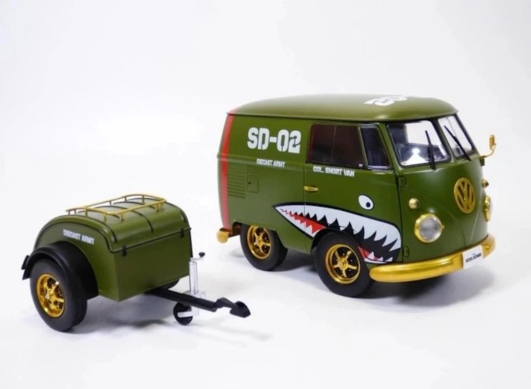 Solido 1:18 - Model car - Volkswagen Kombi T1 con remolque