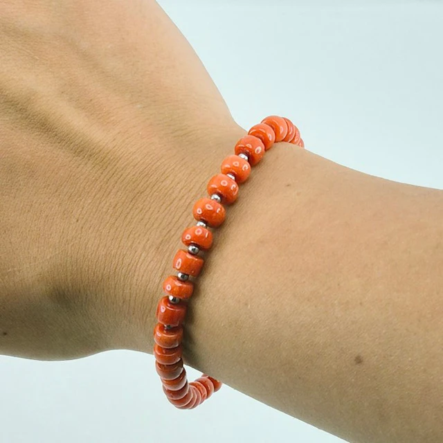 Coral - Silver - Bracelet - CORALLO MEDITERRANEO