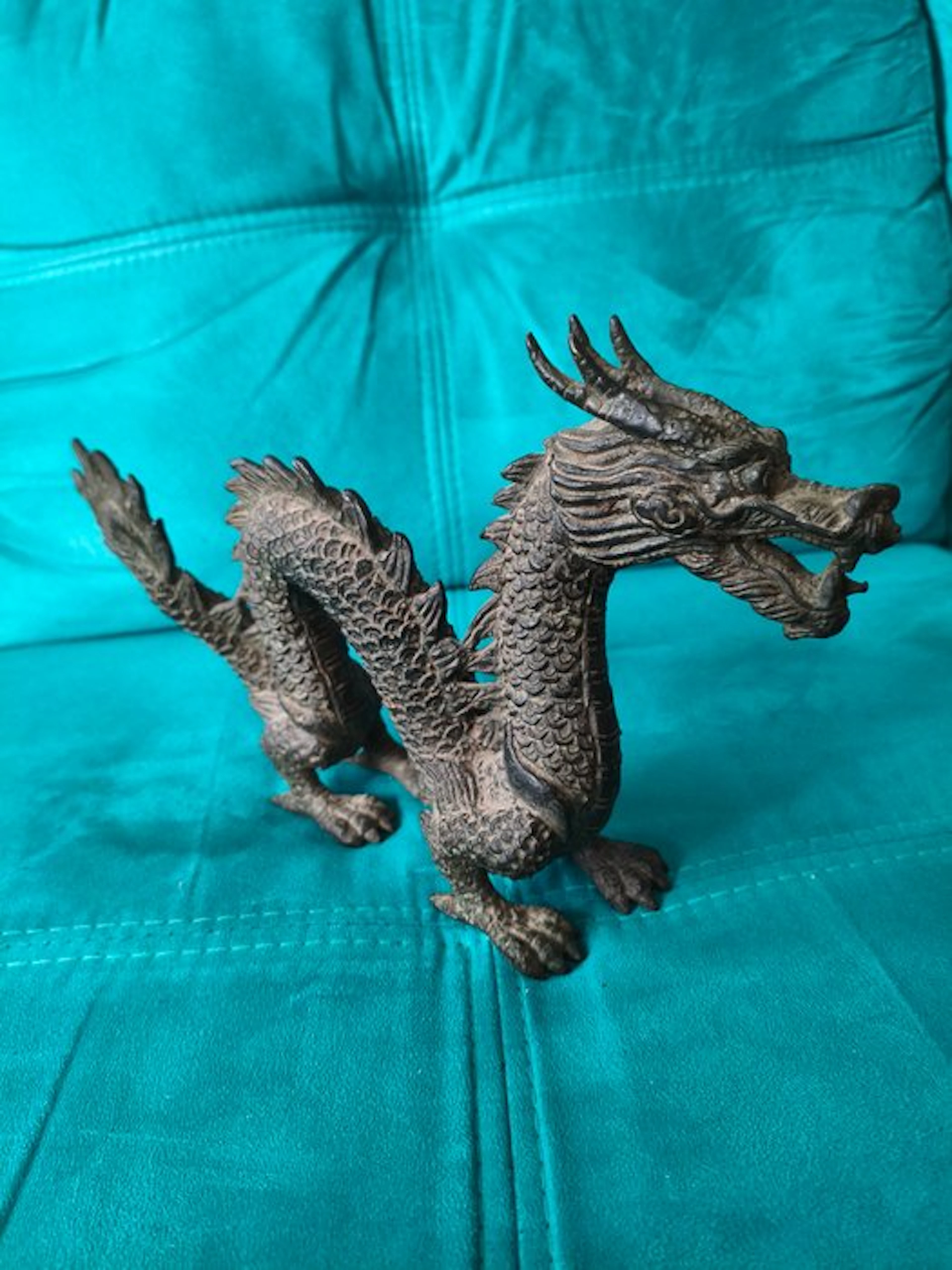 Statue, bronzen chinese draak massief 1780 gr - 29 cm - Bronze
