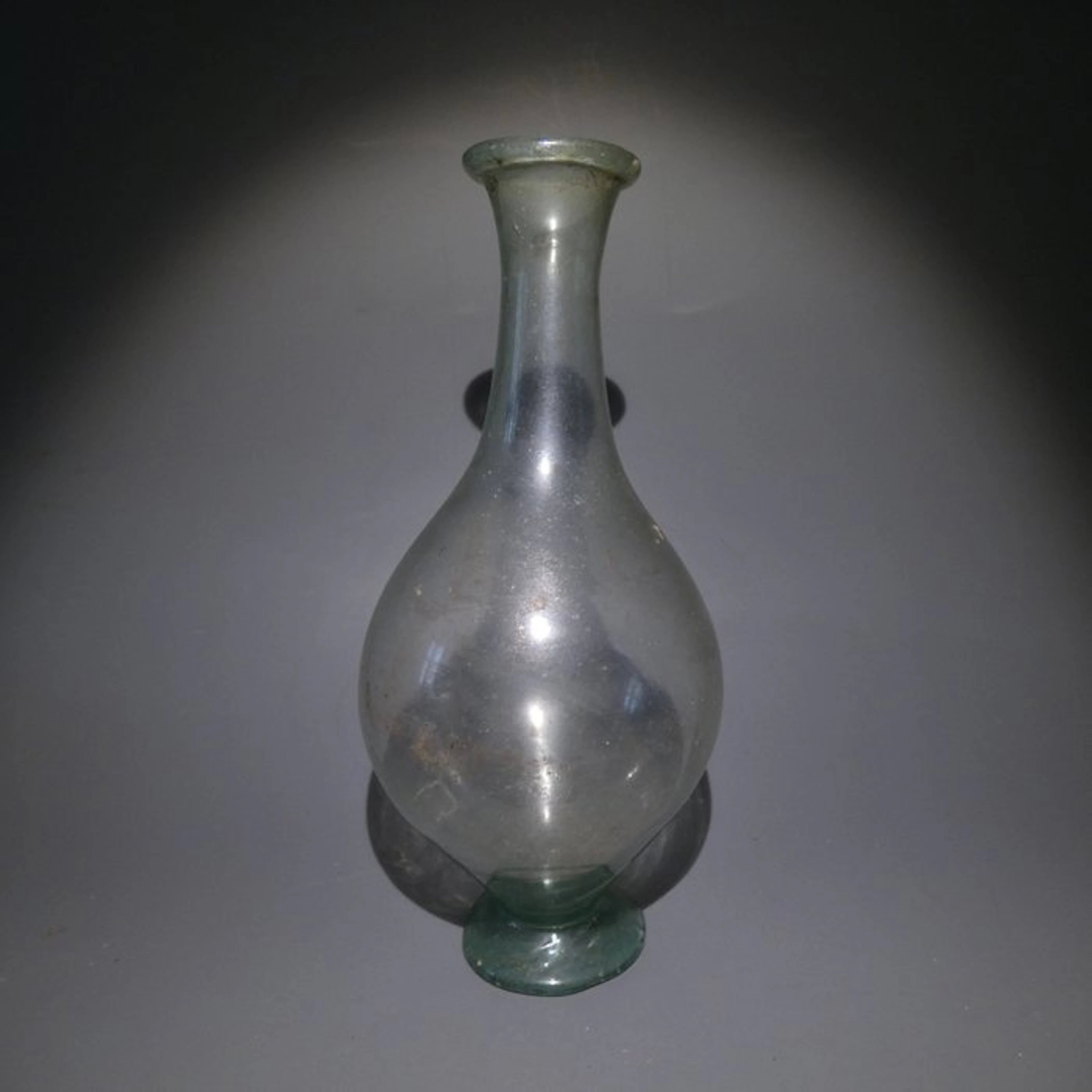 Ancient Roman Glass Fine Bottle. 18 cm H. 3rd -4th century AD