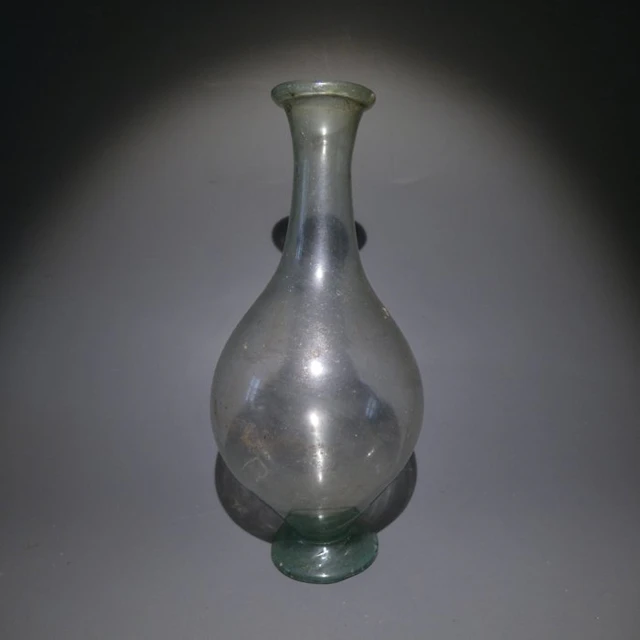 Ancient Roman Glass Fine Bottle. 18 cm H. 3rd -4th century AD
