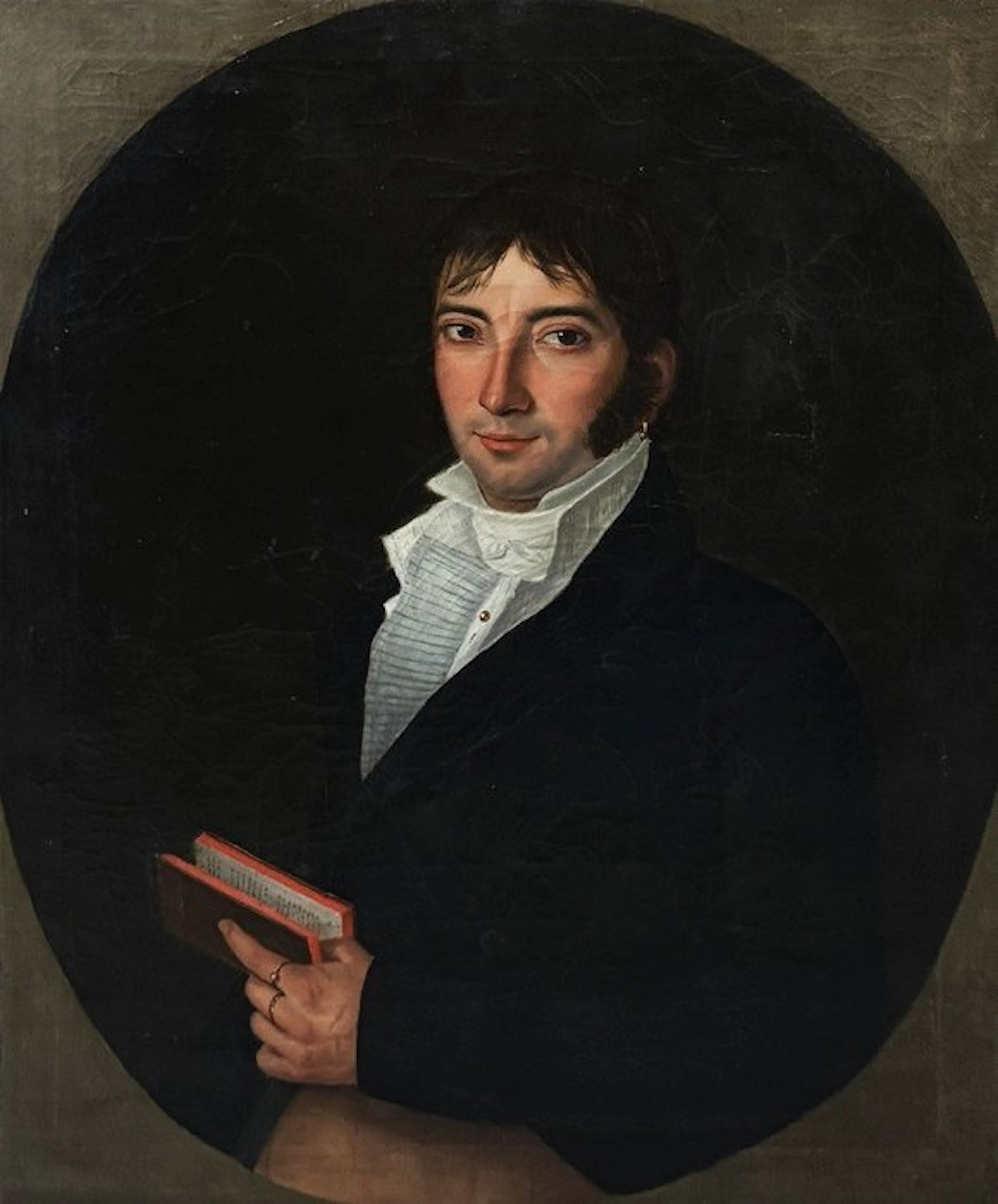 French Romantic School (c. 1830) - Portrait of a Poet with an Earring