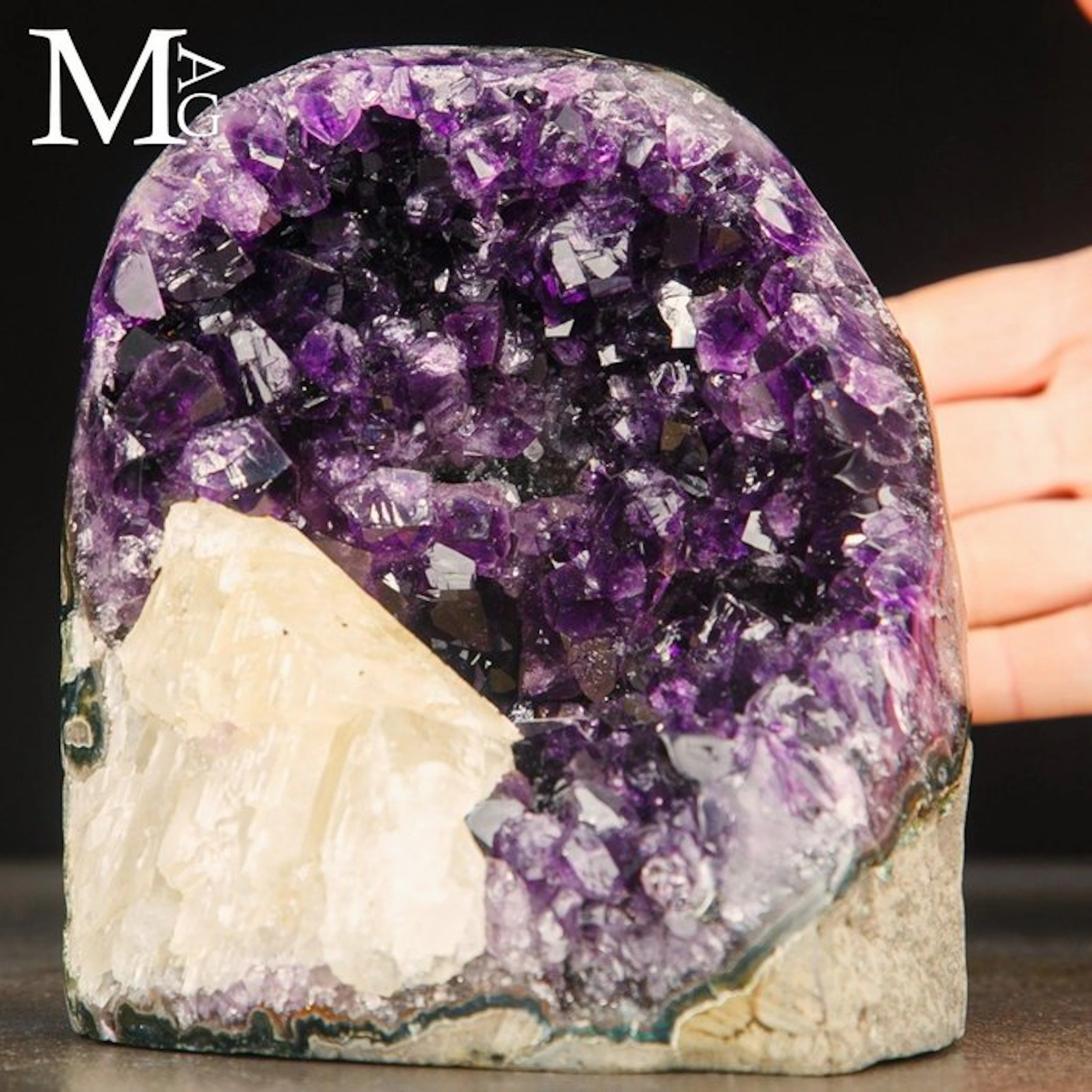 Uruguayan Amethyst Druze with a Calcite Crystal Inclusion...