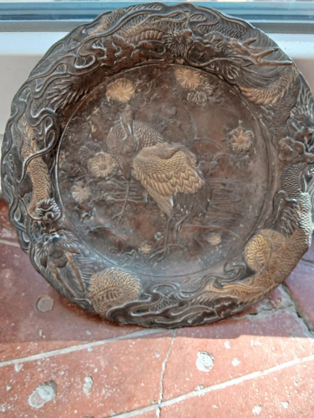 Tray - Patinated bronze - Bronze, late 19th century Meiji