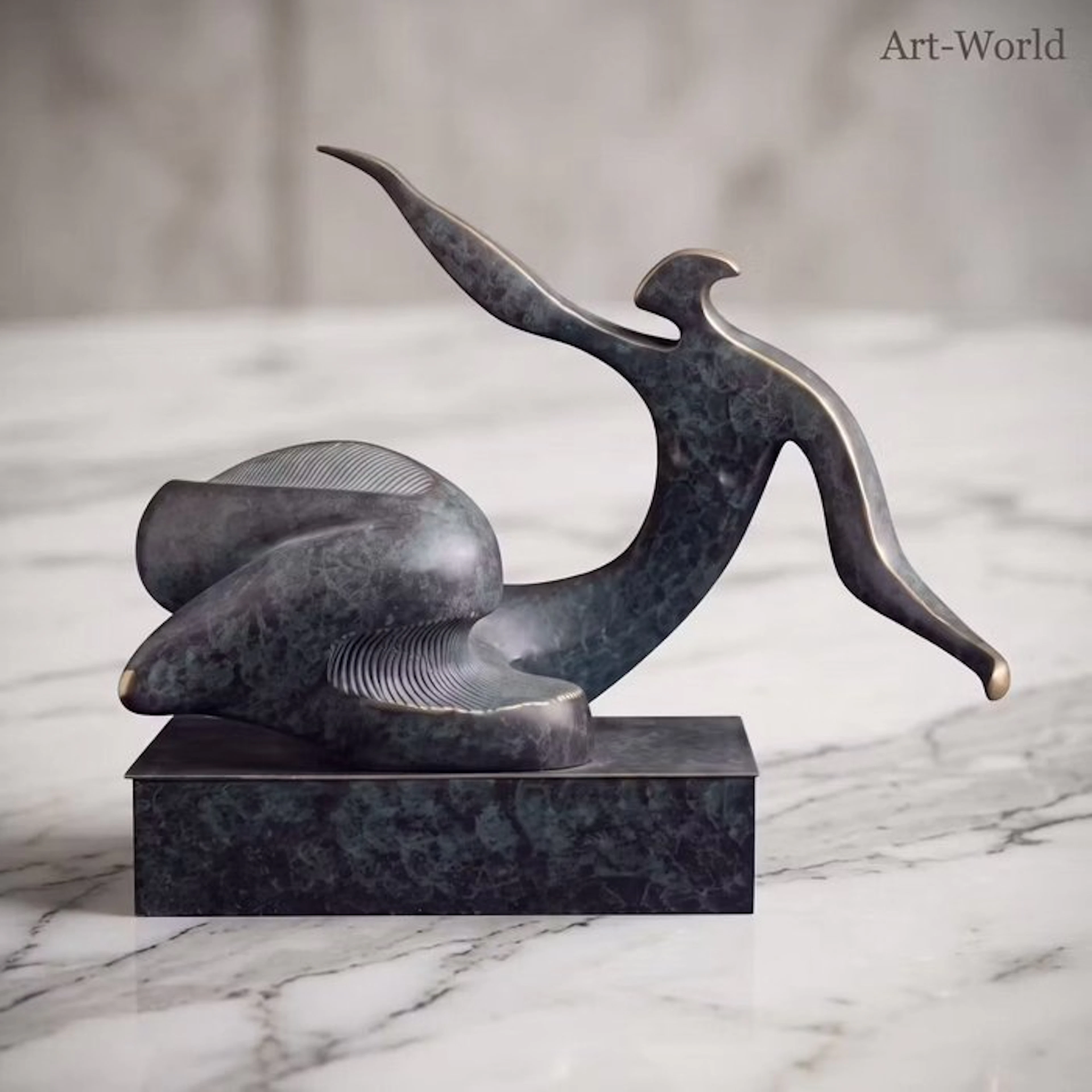 Statue, Exclusief modern sculptuur van een naakte vrouw - 36 cm - Bronze