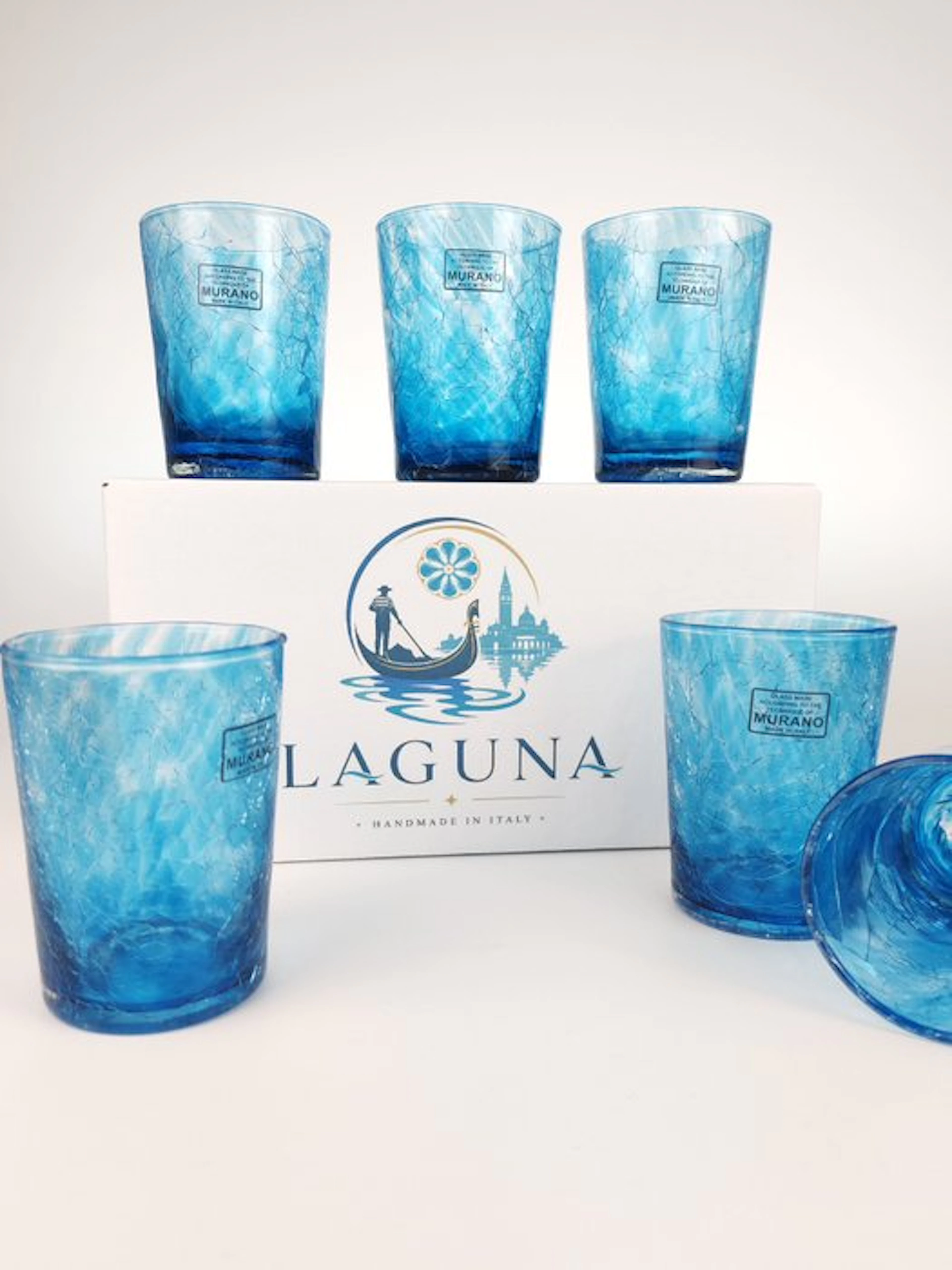 LAGUNA - Drinking service (6) - cracked - Murano glass - 6 GOTO CRACKED