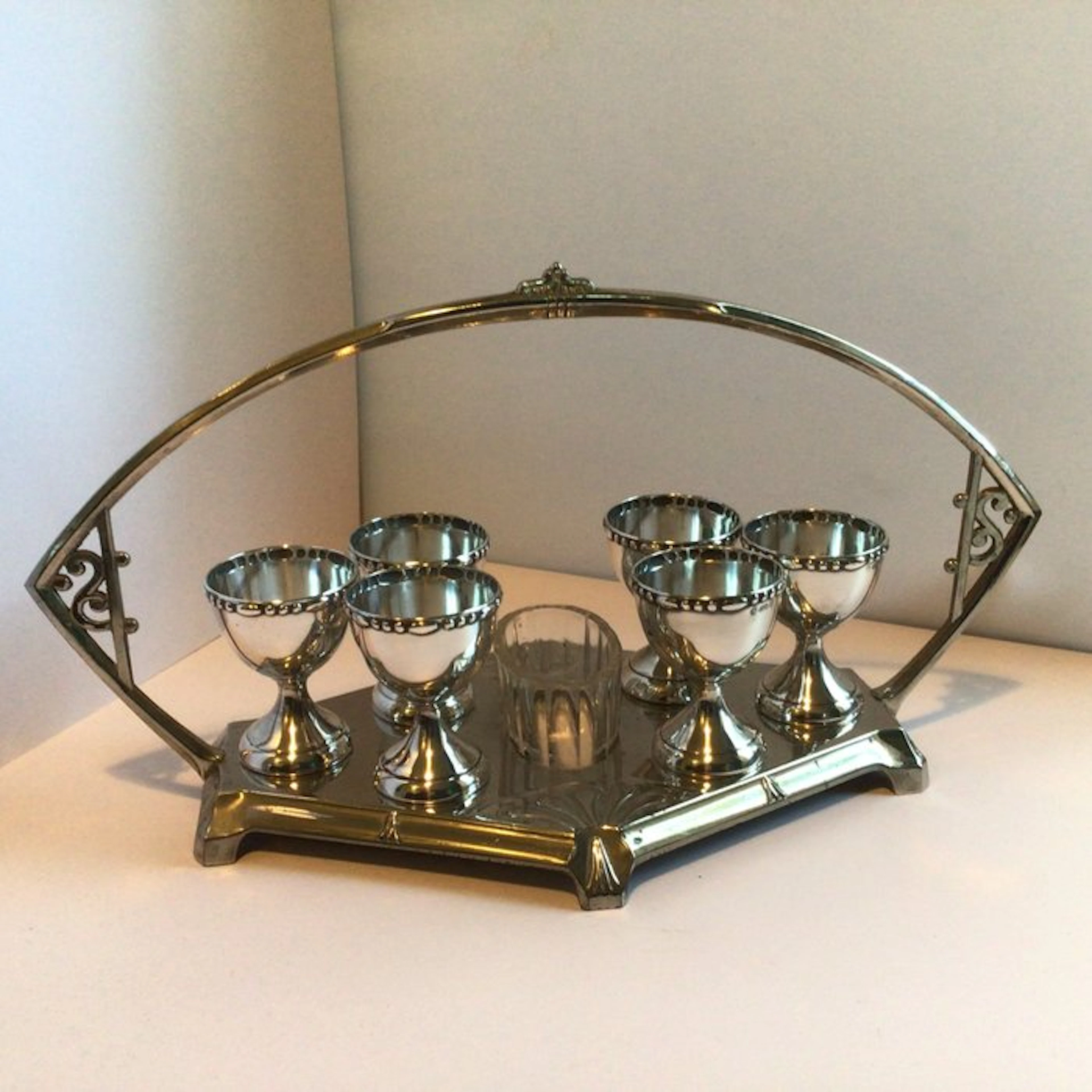 Egg holder set (7) - Silverplated - silver-plated egg holder