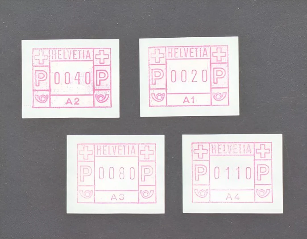 Switzerland - Vending-machine stamps Mi 1 A1–A4 mint (never hinged)