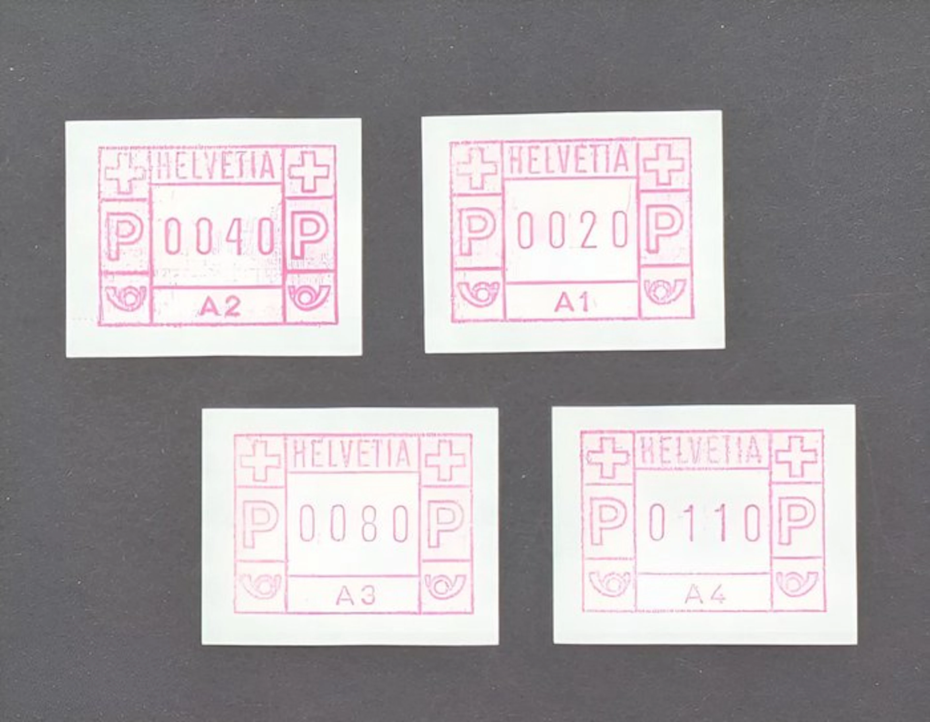 Switzerland - Vending-machine stamps Mi 1 A1–A4 mint (never hinged)