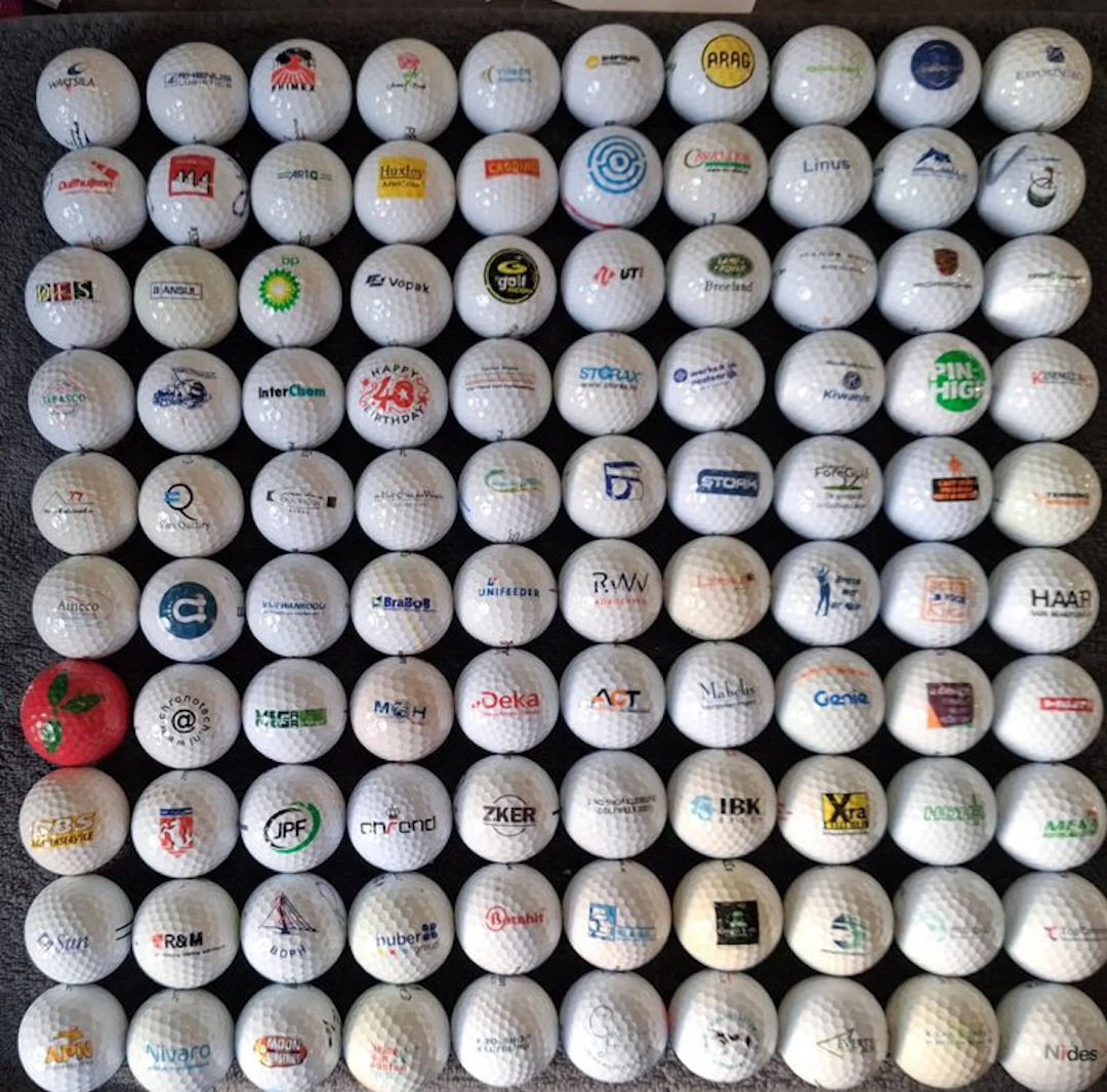Themed collection - 100 different printed golf balls