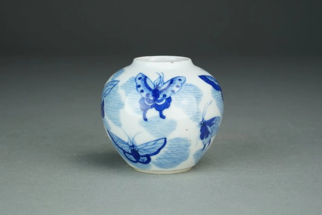 'Pingguo Zun' Water Pot - Porcelain - Butterflies (hudie