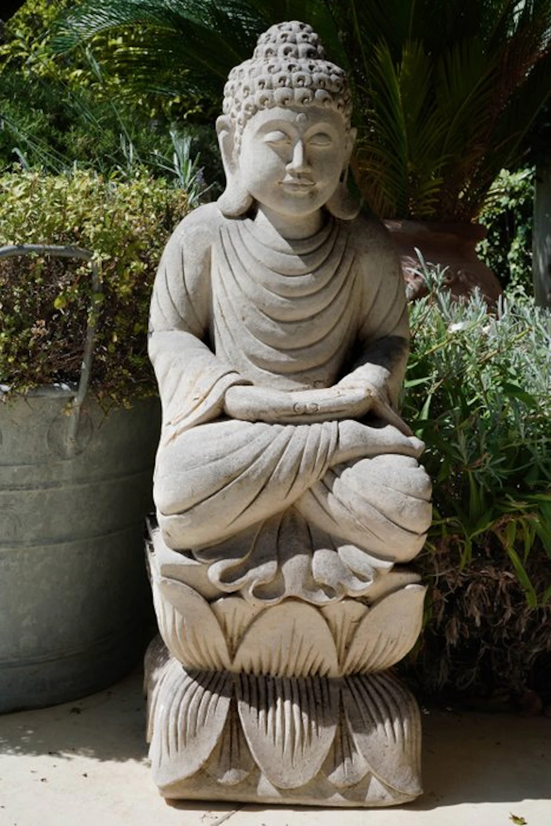 Statue, Buddha Antico in Pietra Naturale – Grande...