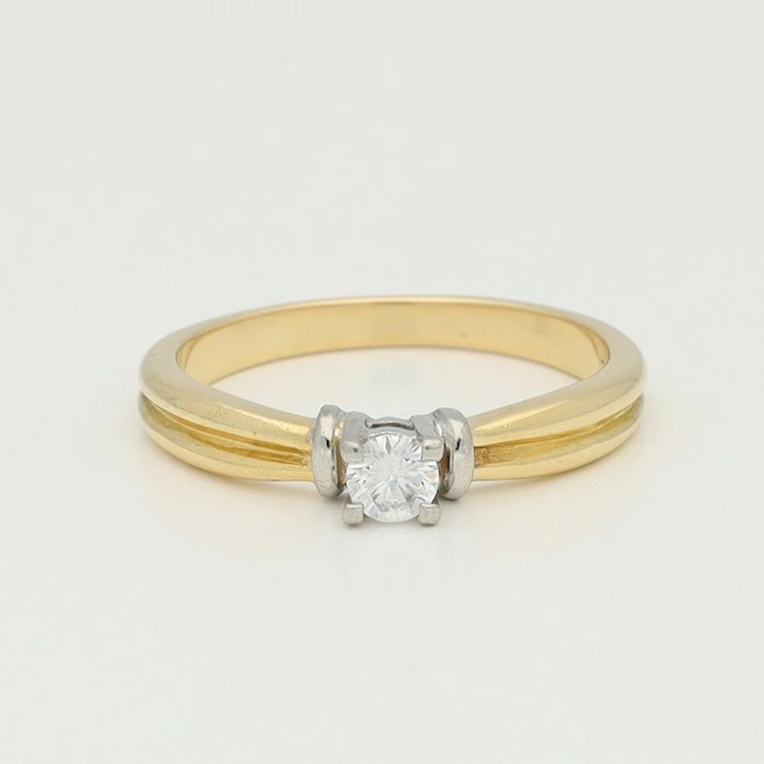 Ring - 18 kt. Yellow gold, White gold Diamond (Natural)