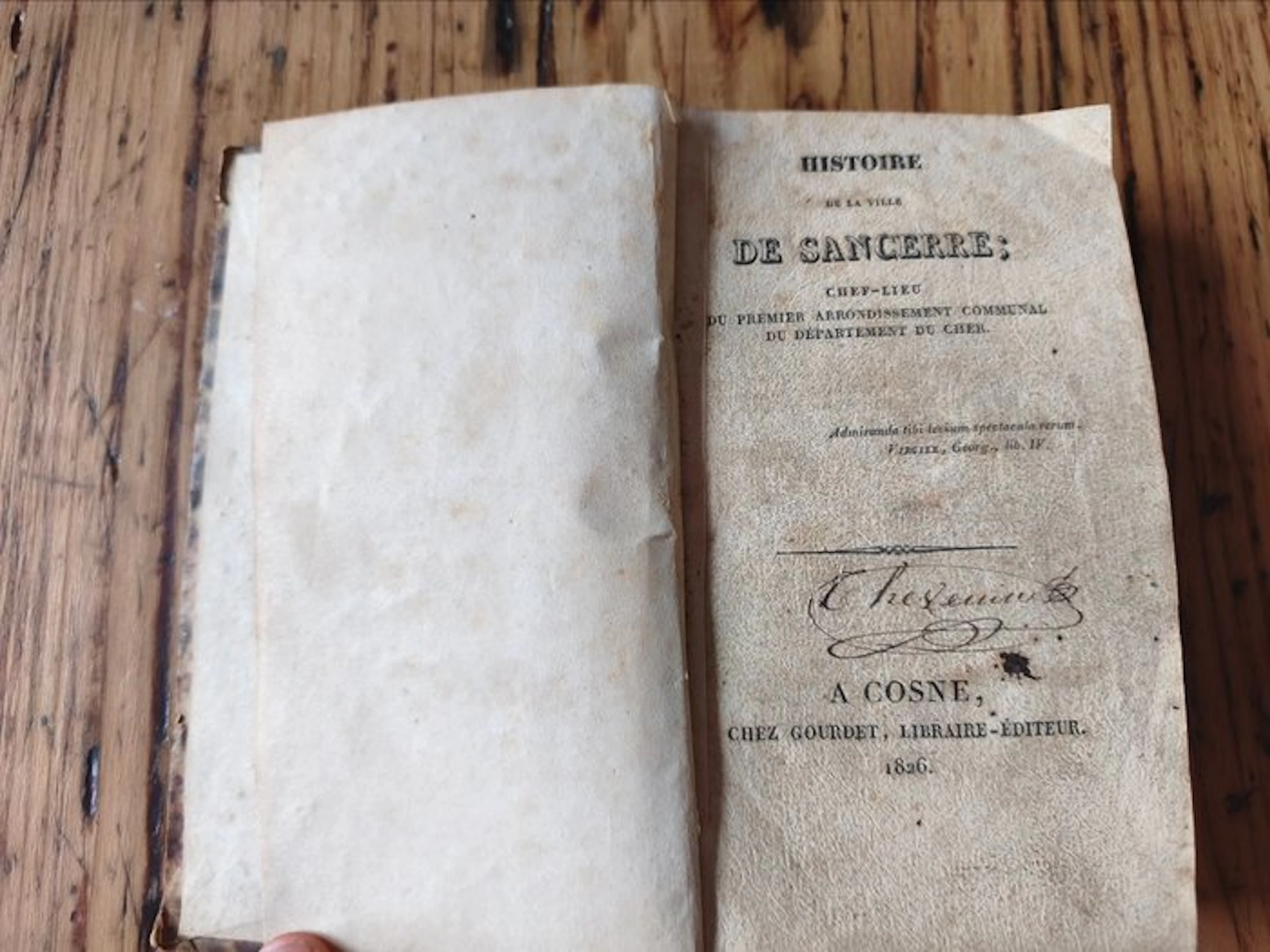 Abraham François Malfuson. - Histoire de la ville de Sancerre - 1836
