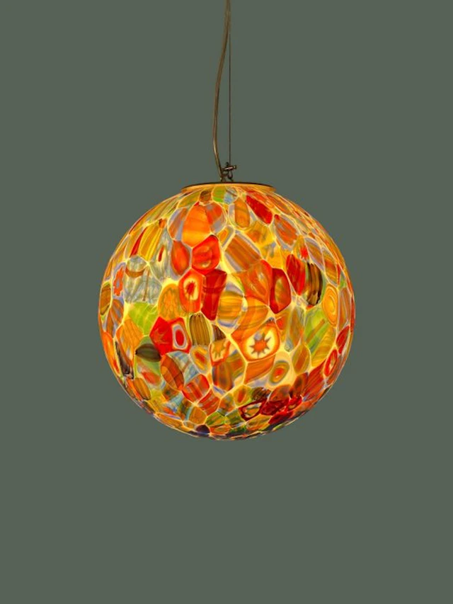 MIMU interior - Chandelier - Murrine Millefiori lamp D30 silver - Murano glass