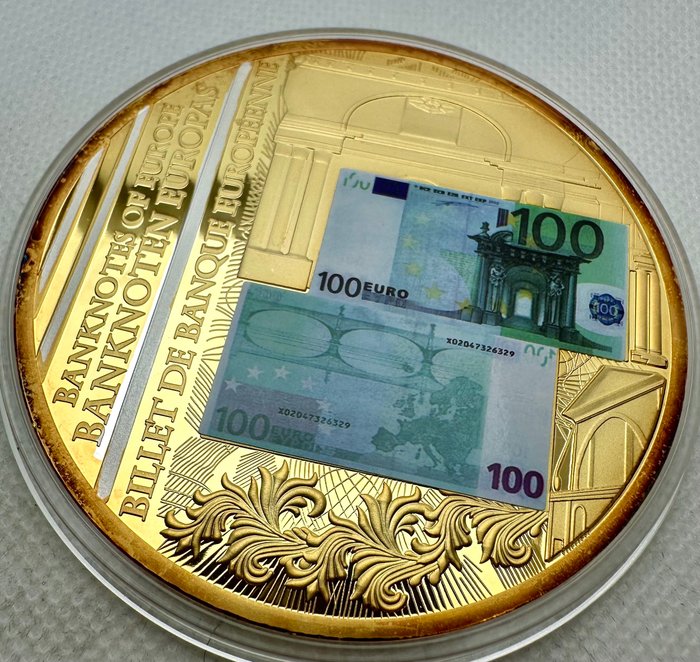 Europe. Medal 100 euro , Cu bano oro 24 kilates (No reserve price)