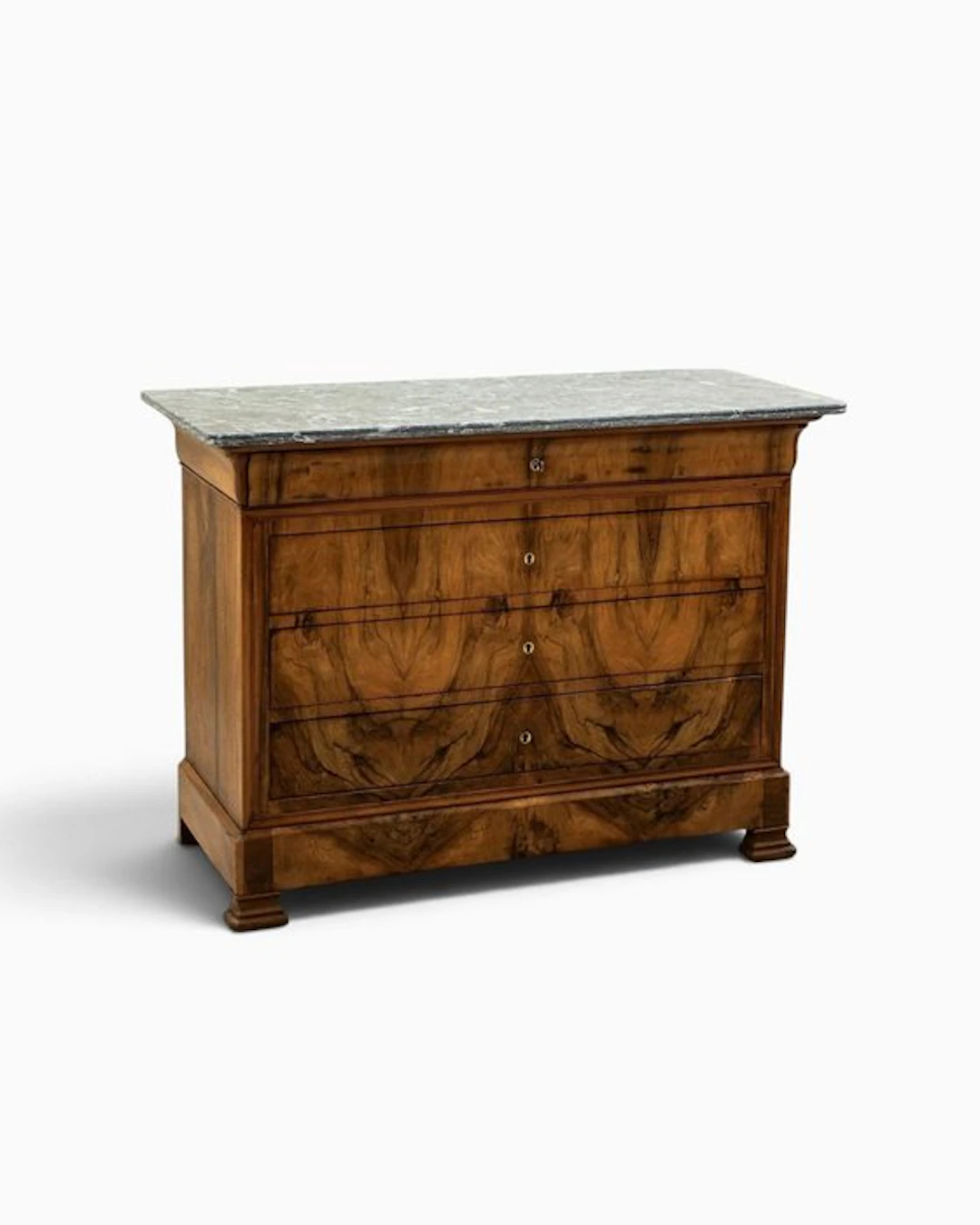 Chest of drawers - Louis Philippe Commode - Grey veined marble, Walnut