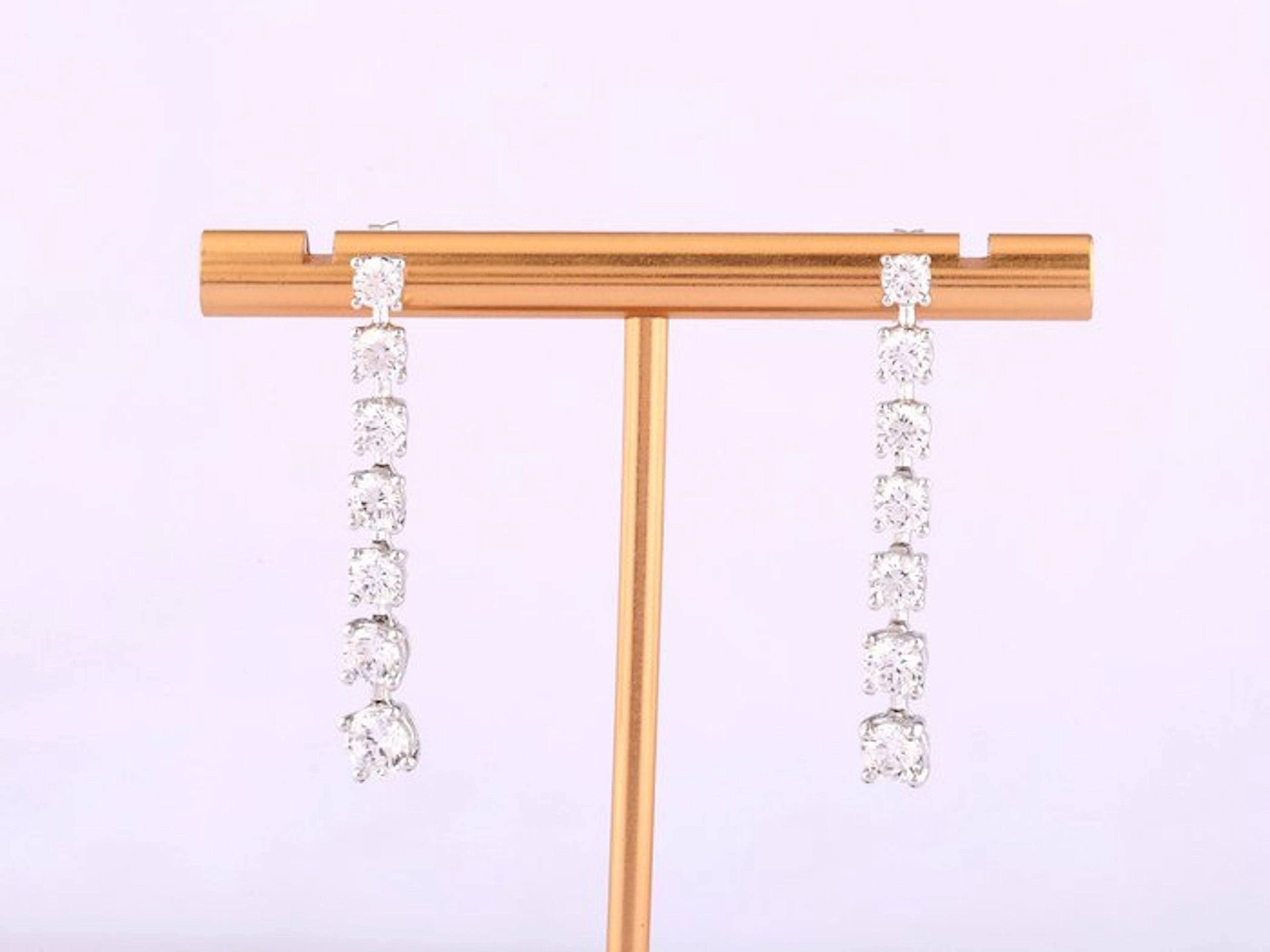 Earrings - 14 kt. White gold - 3.06ct. tw. Diamond (Lab-grown)