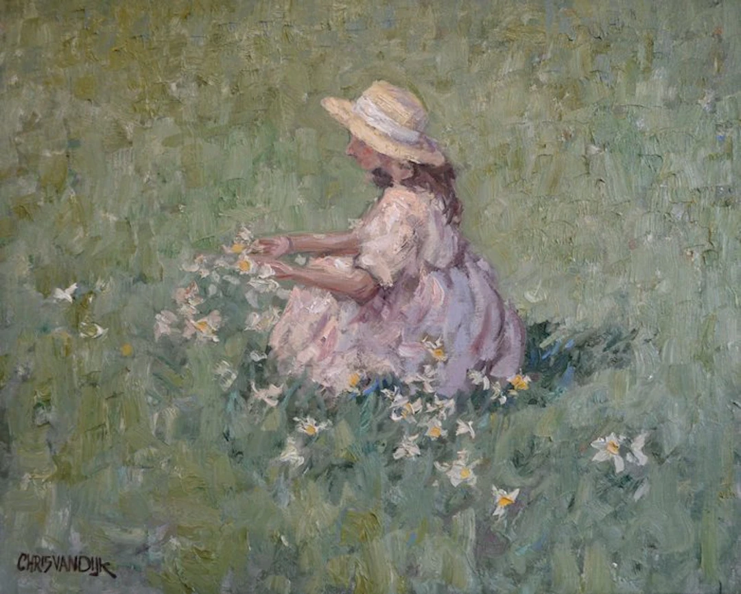 Chris van Dijk (1952) Impressionist - " Jonquilles "