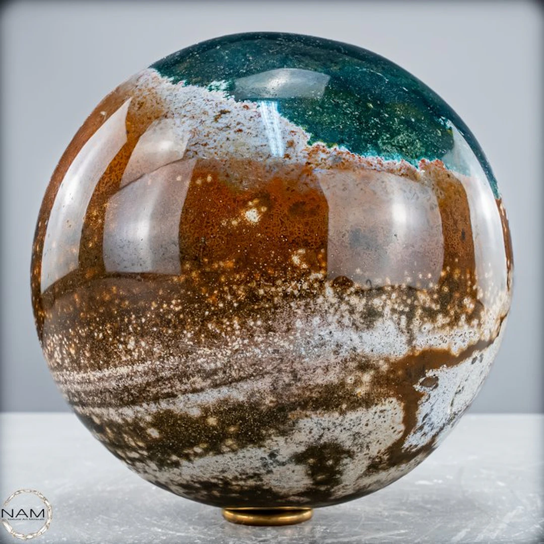 Large Natural Very Artistic Ocean Jasper - Agate Sphere- 3914.68 g