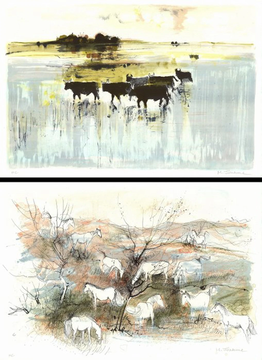 Michel Jouenne (1933) - Lot de 2 lithographies : Les...