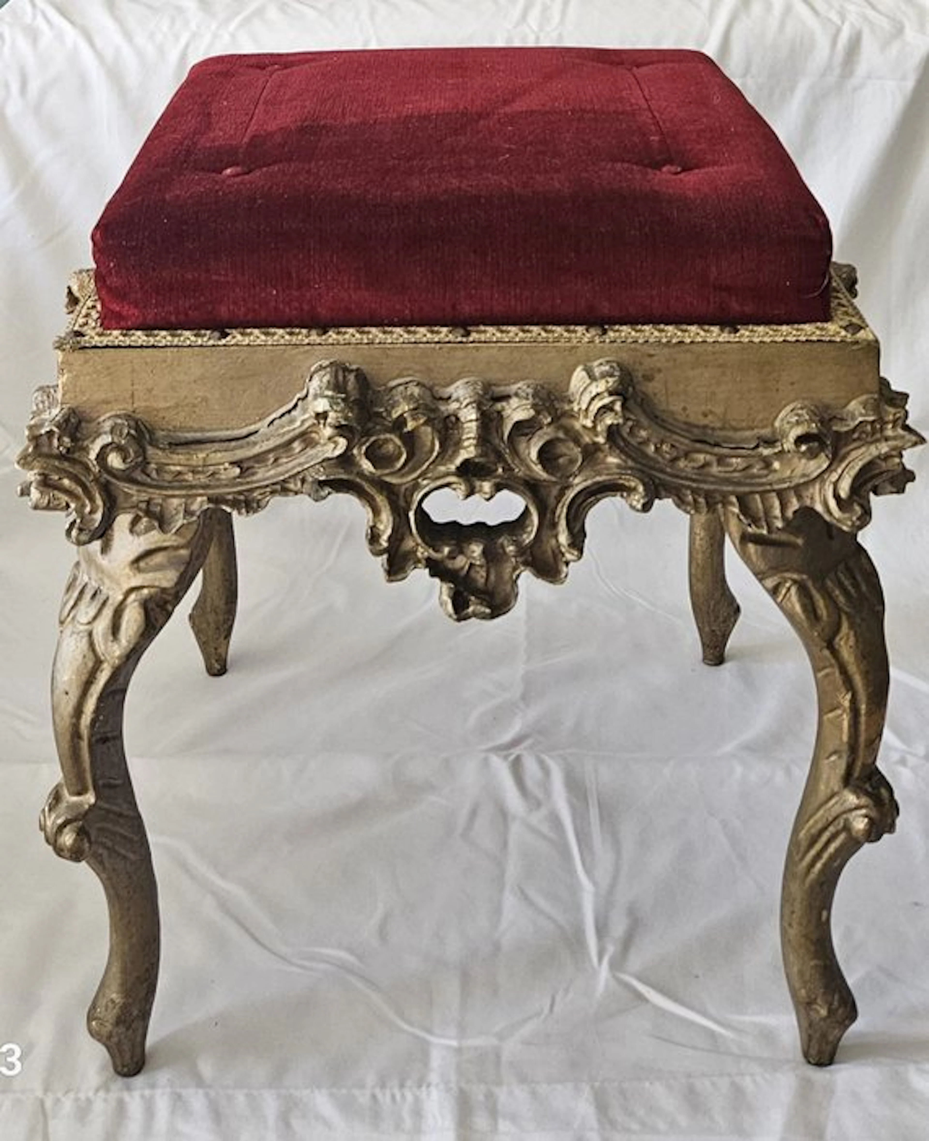 Stool - Antique Baroque Stool - Wood, Resin