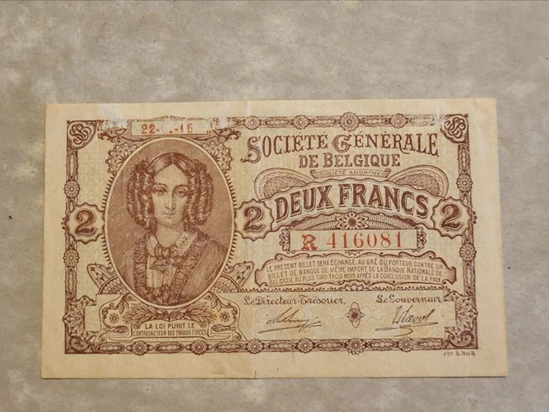 Belgium. - 2 Francs - 1916 - Pick 87 (No reserve price)
