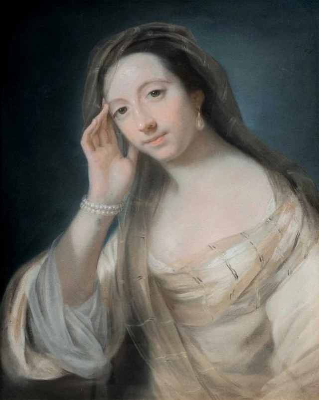 Italian school (XVIII-XIX) - Portrait of a young veiled woman