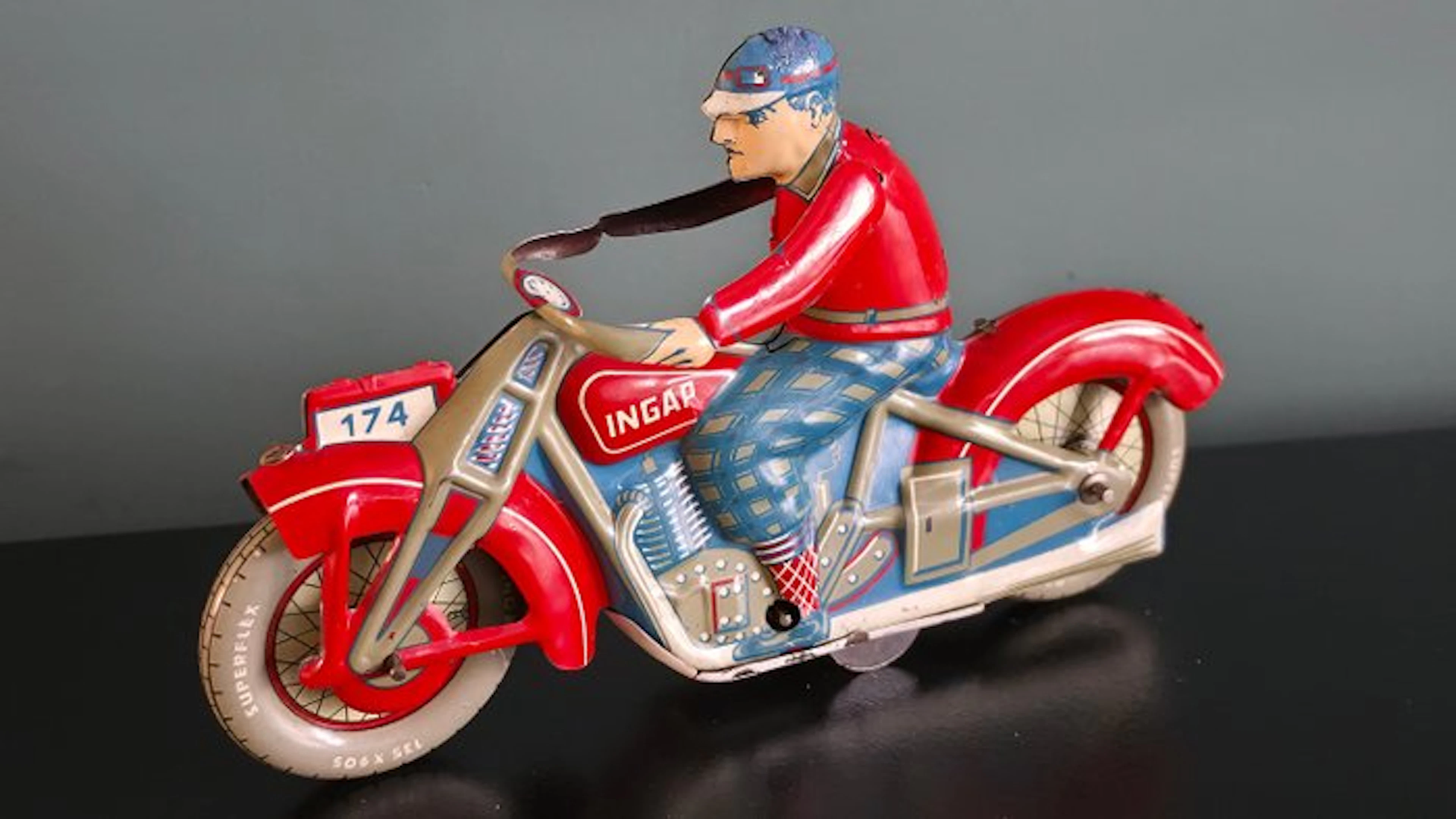 Ingap - Tin toy - Rare #174 Motorcycle - 1930-1940 - Italy