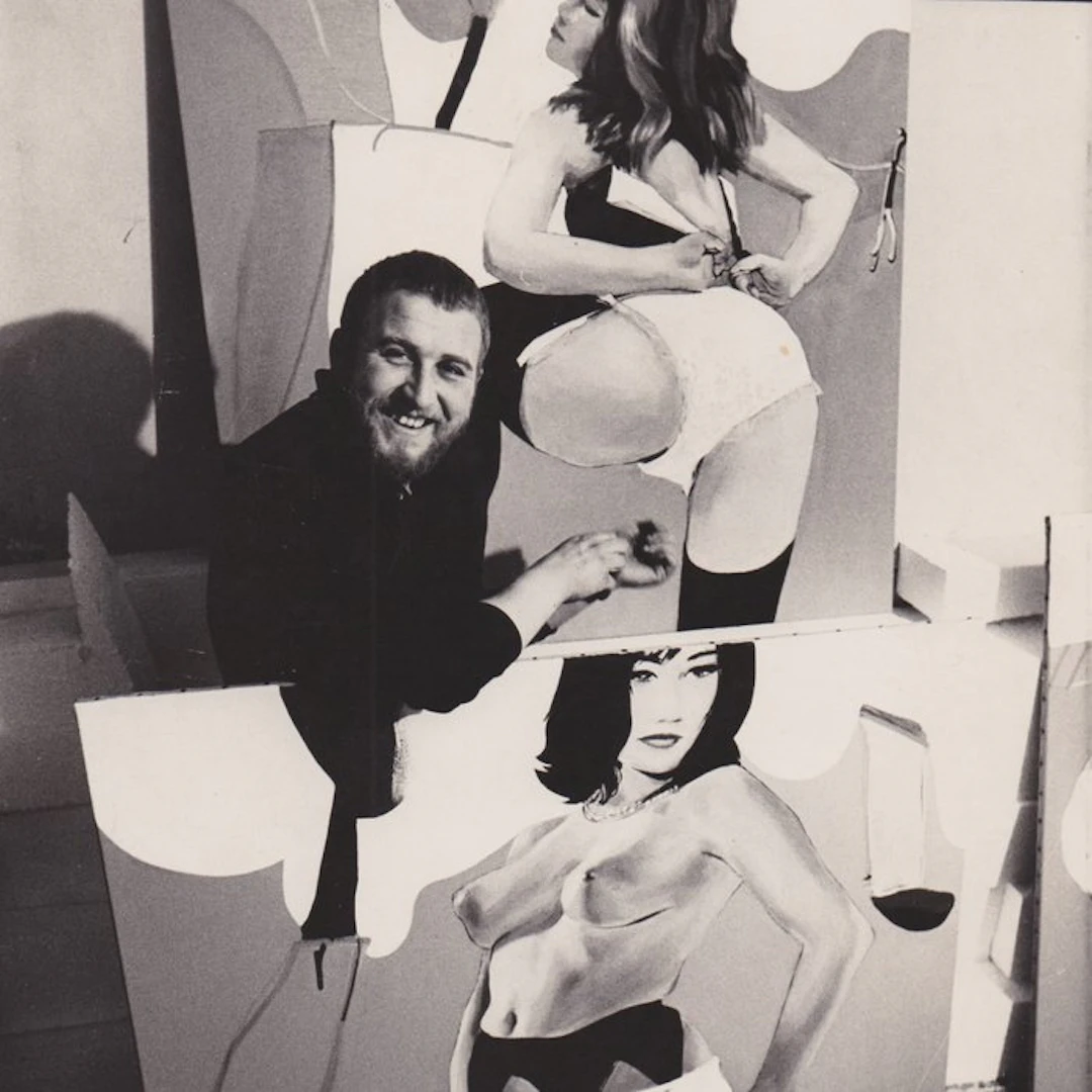 Graham Kern - L'artiste pop anglais Peter Blake dans son atelier 1960 Vintage