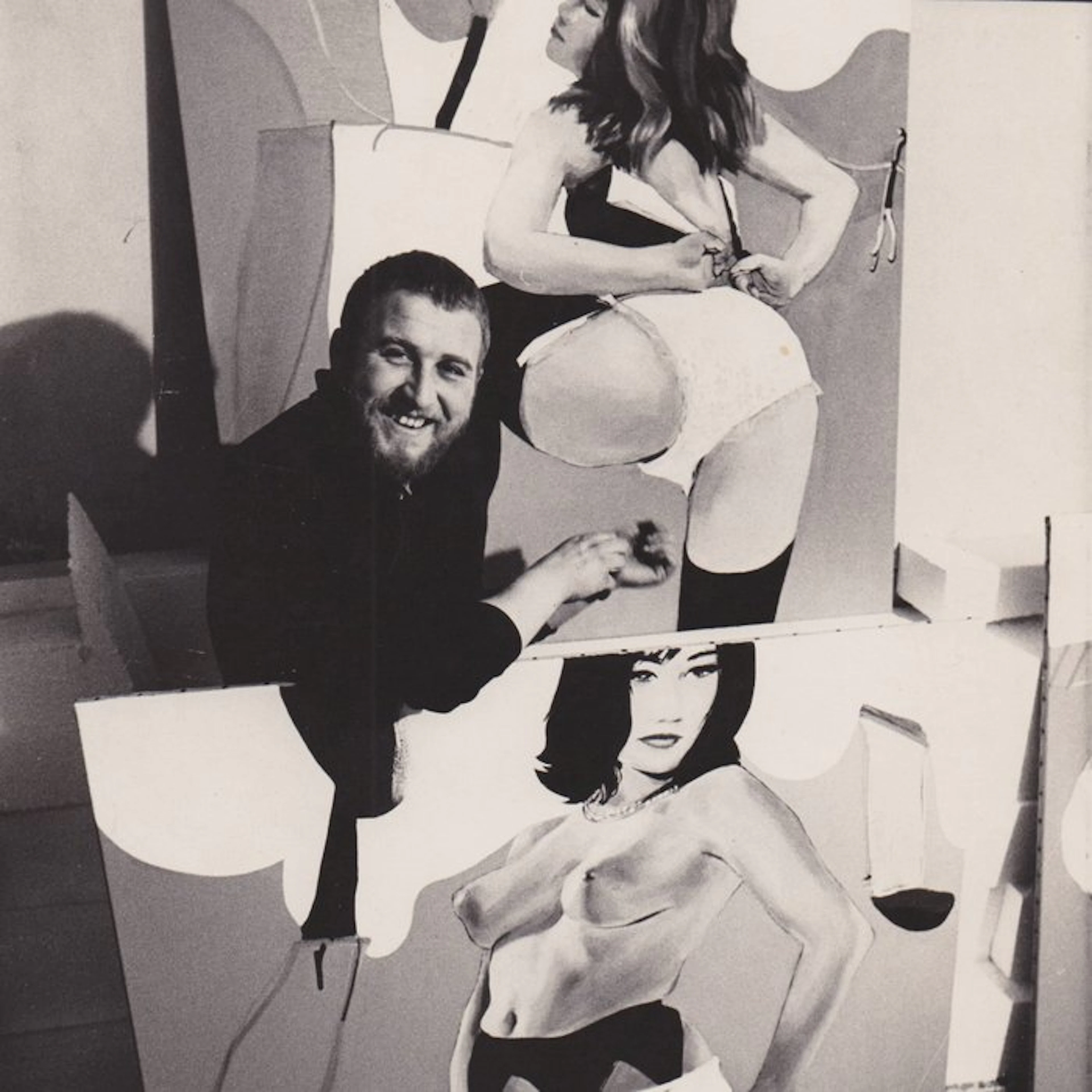 Graham Kern - L'artiste pop anglais Peter Blake dans son atelier 1960 Vintage