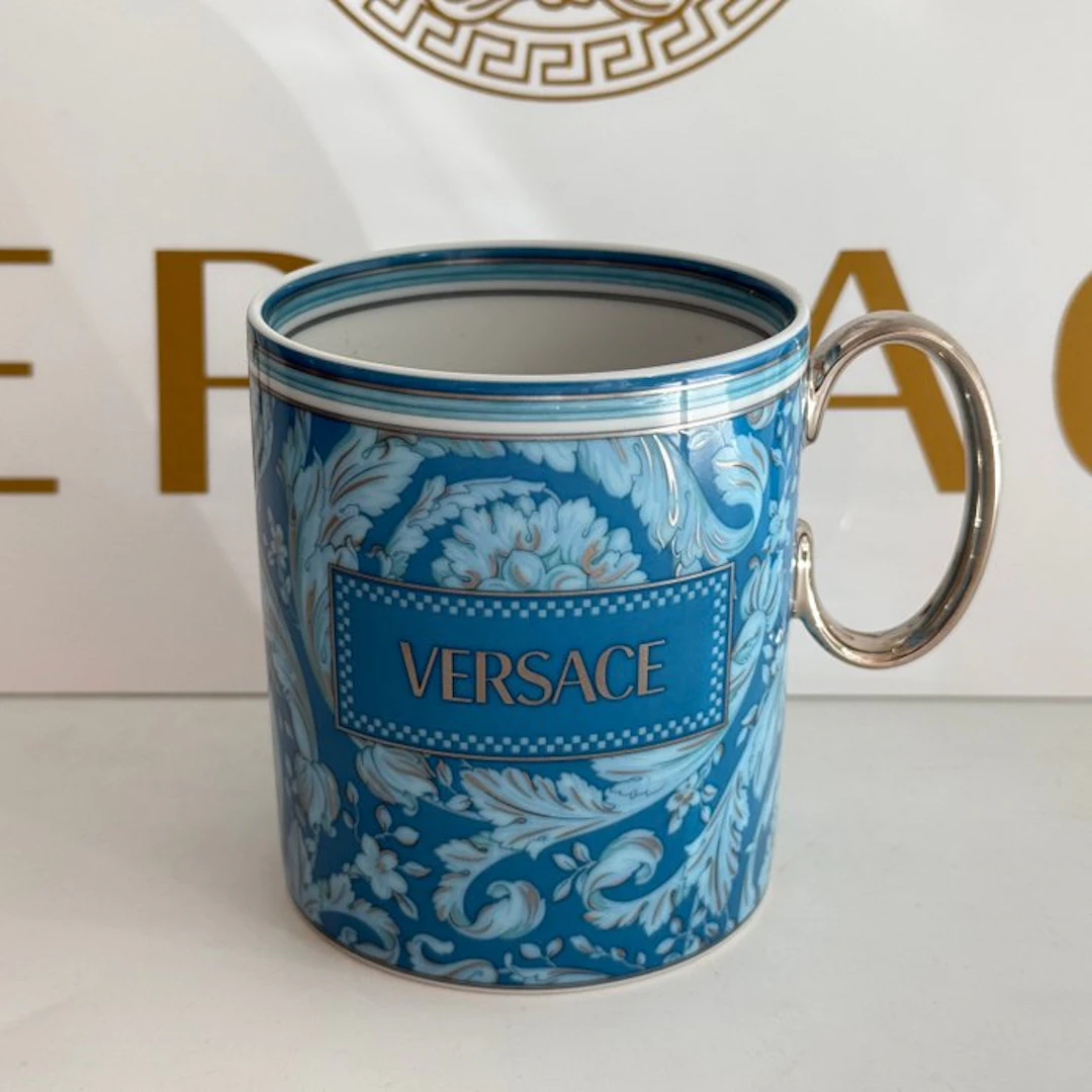 Rosenthal - Versace - Mug - Barocco Teal blue mug with handle - Porcelain - New