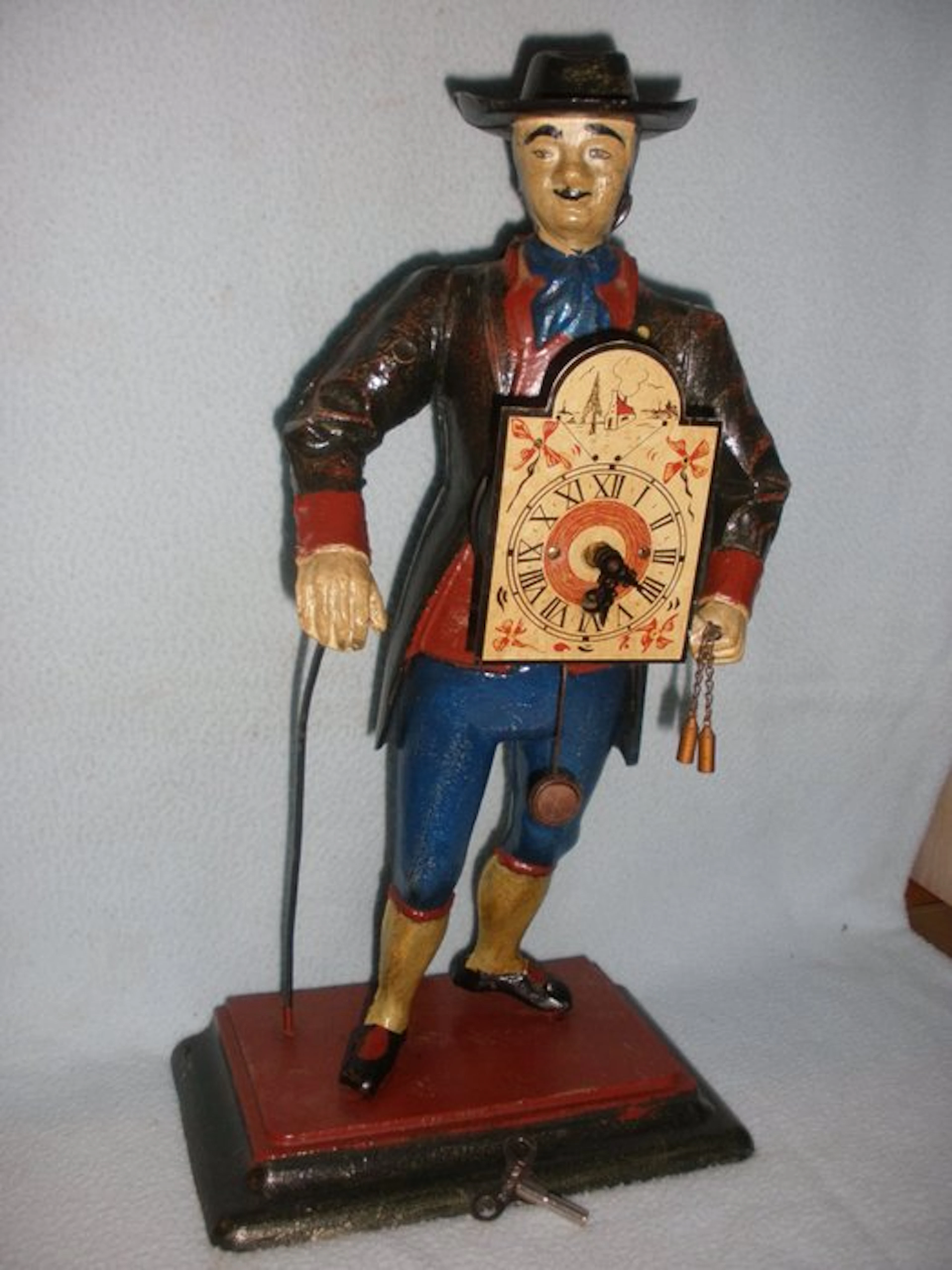 Black Forest 'Clockman' timepiece - Antique inspired Spelter