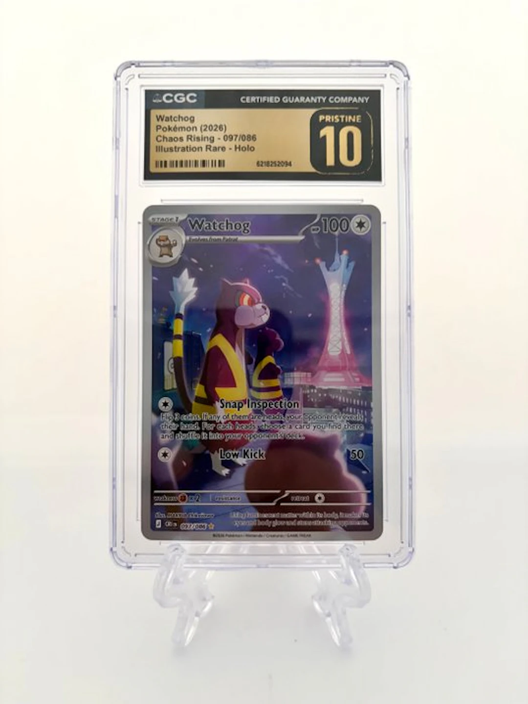 Pokémon - 1 Graded card - Watchog - Chaos Rising...