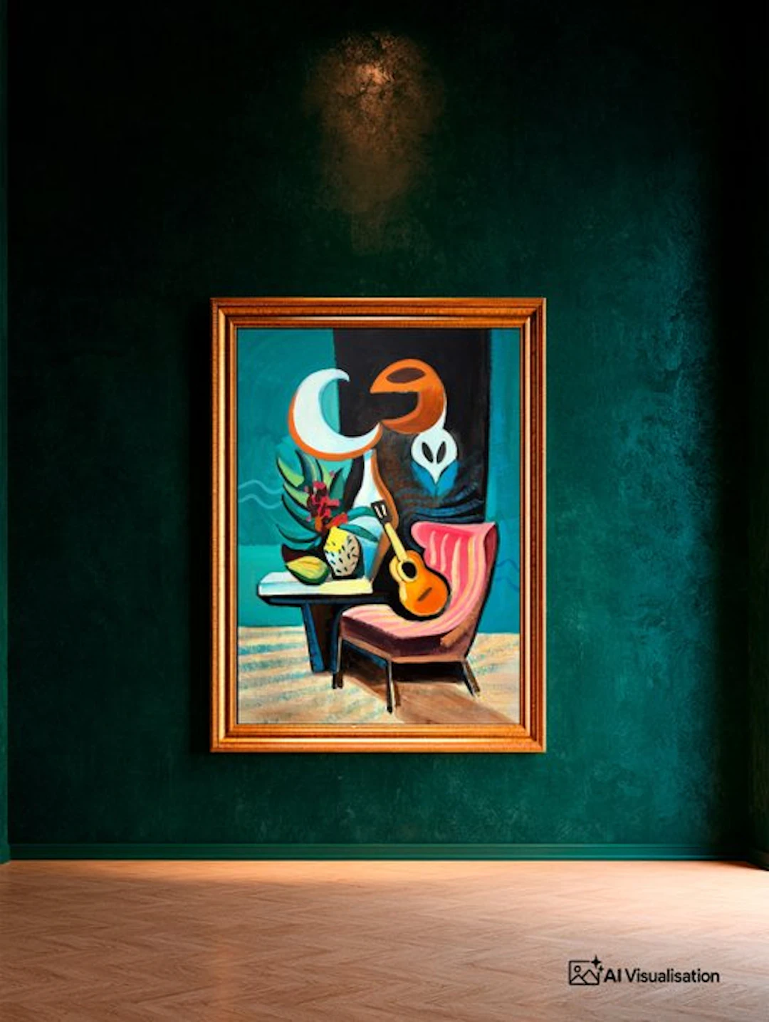 E. Pérez Lezcano - Guitarra sobre sillón rosa XL (No Reserve)