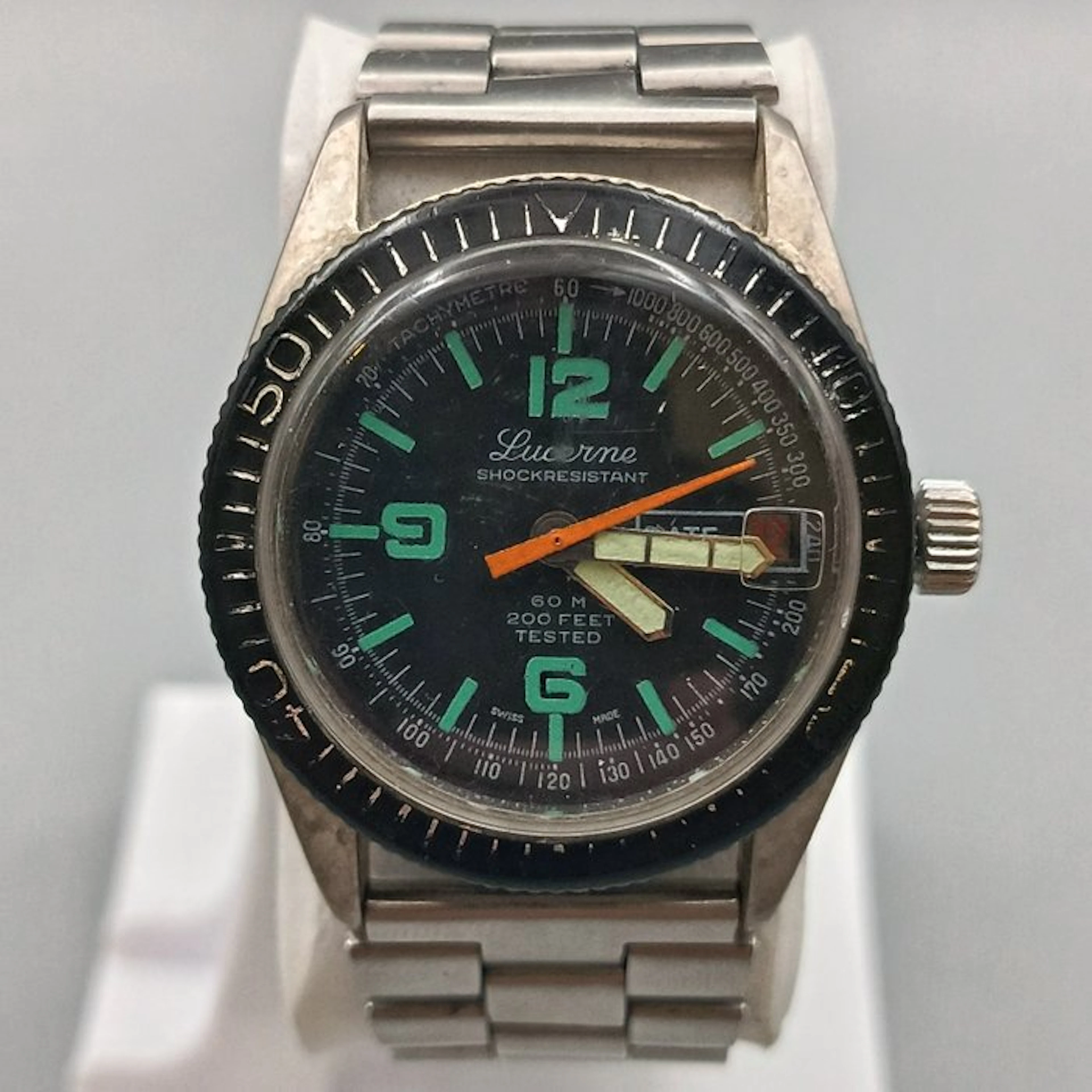 Vintage Lucerne Herren Uhr – Diver Design mit Tachymeter...