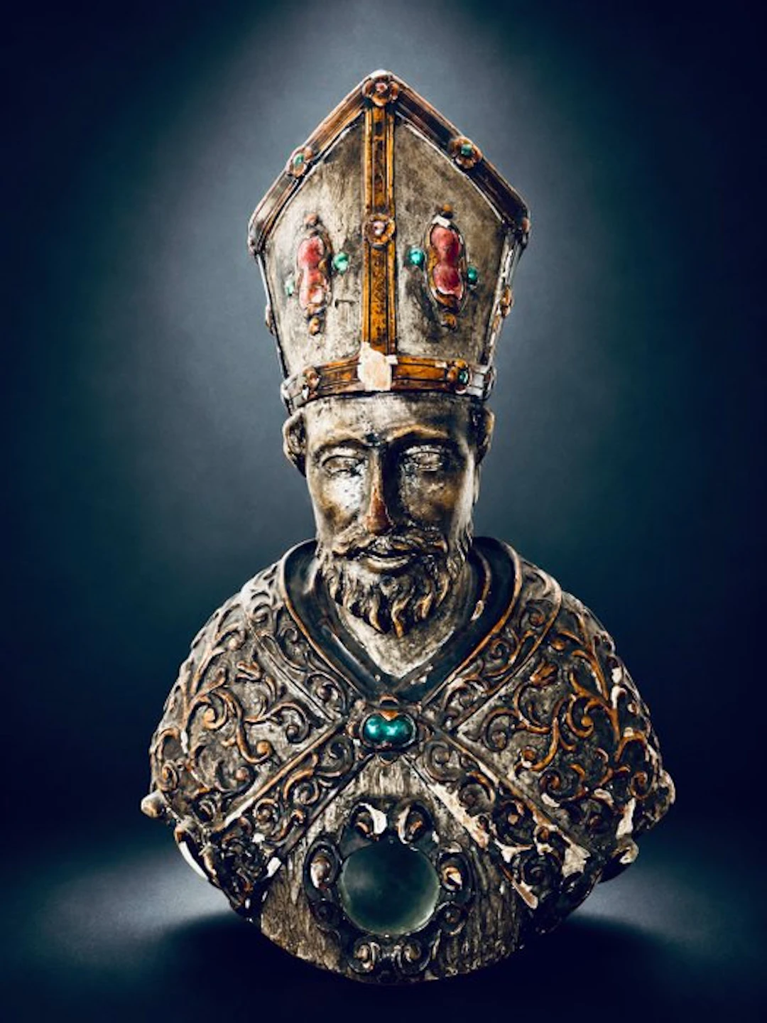 Antique Reliquary - Polychrome wood - 1750-1800 - Bishop reliquary bust - 86 cm