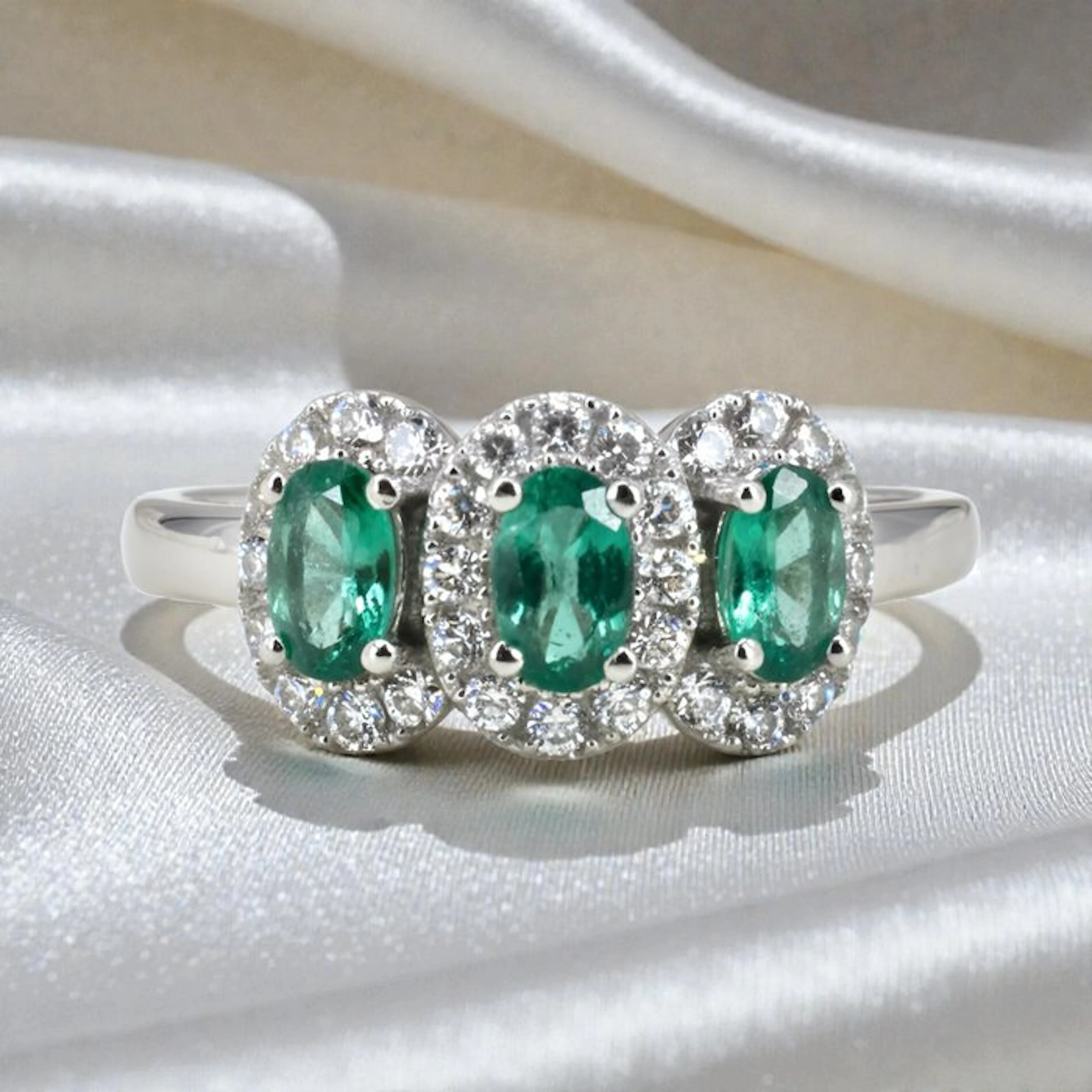 No reserve price - Ring Gold-plated Emerald - Topaz - 18kt Gold Plated