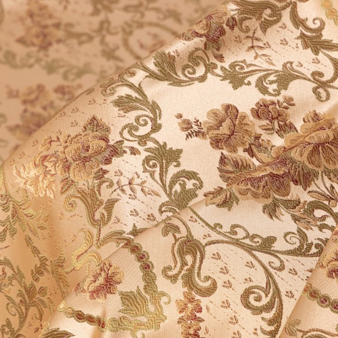 BA080 - Rare Italian Lampasso Damask Fabric – Golden...