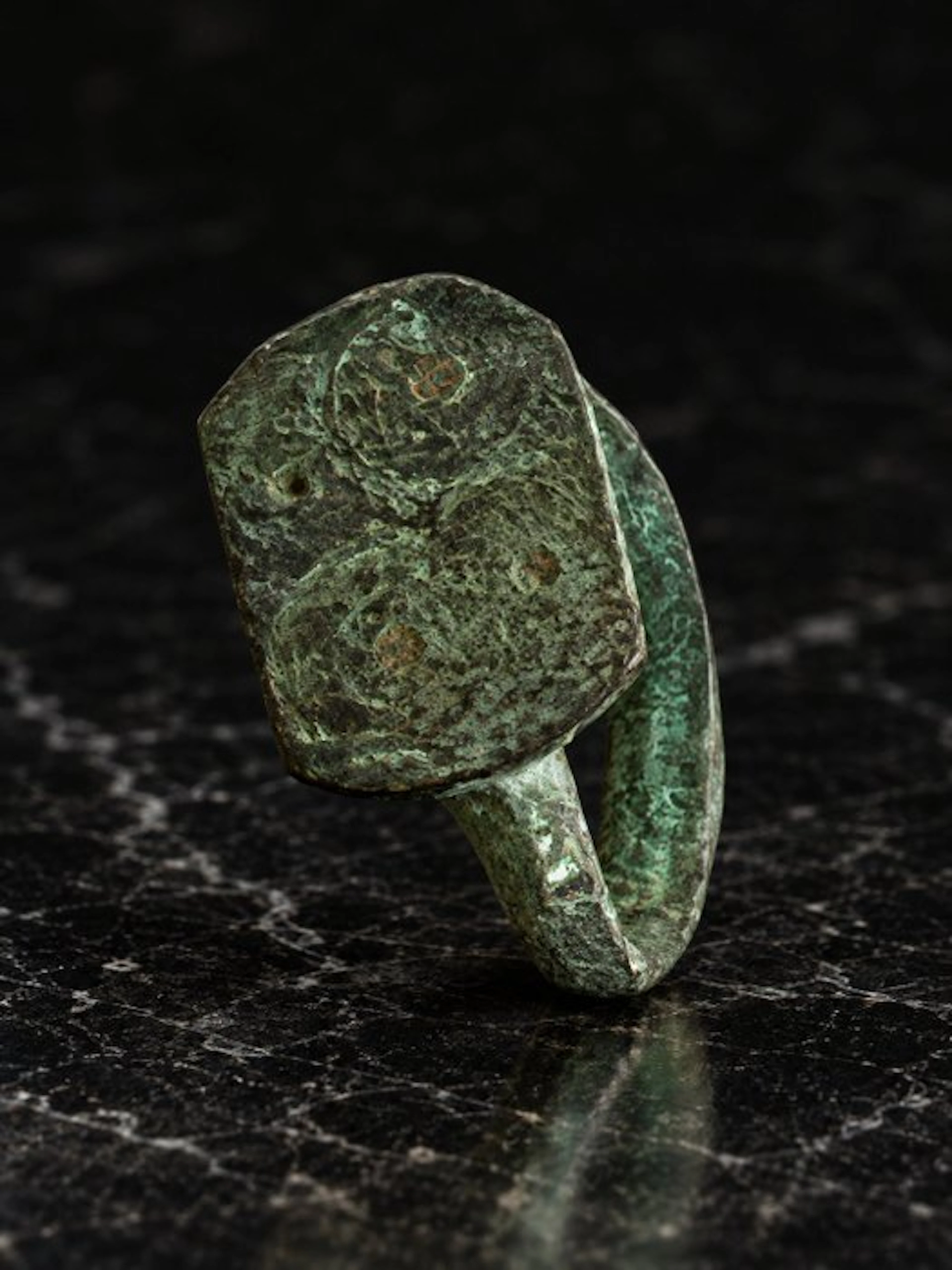 Byzantine Bronze Ring with Elongated Rectangular Bezel...
